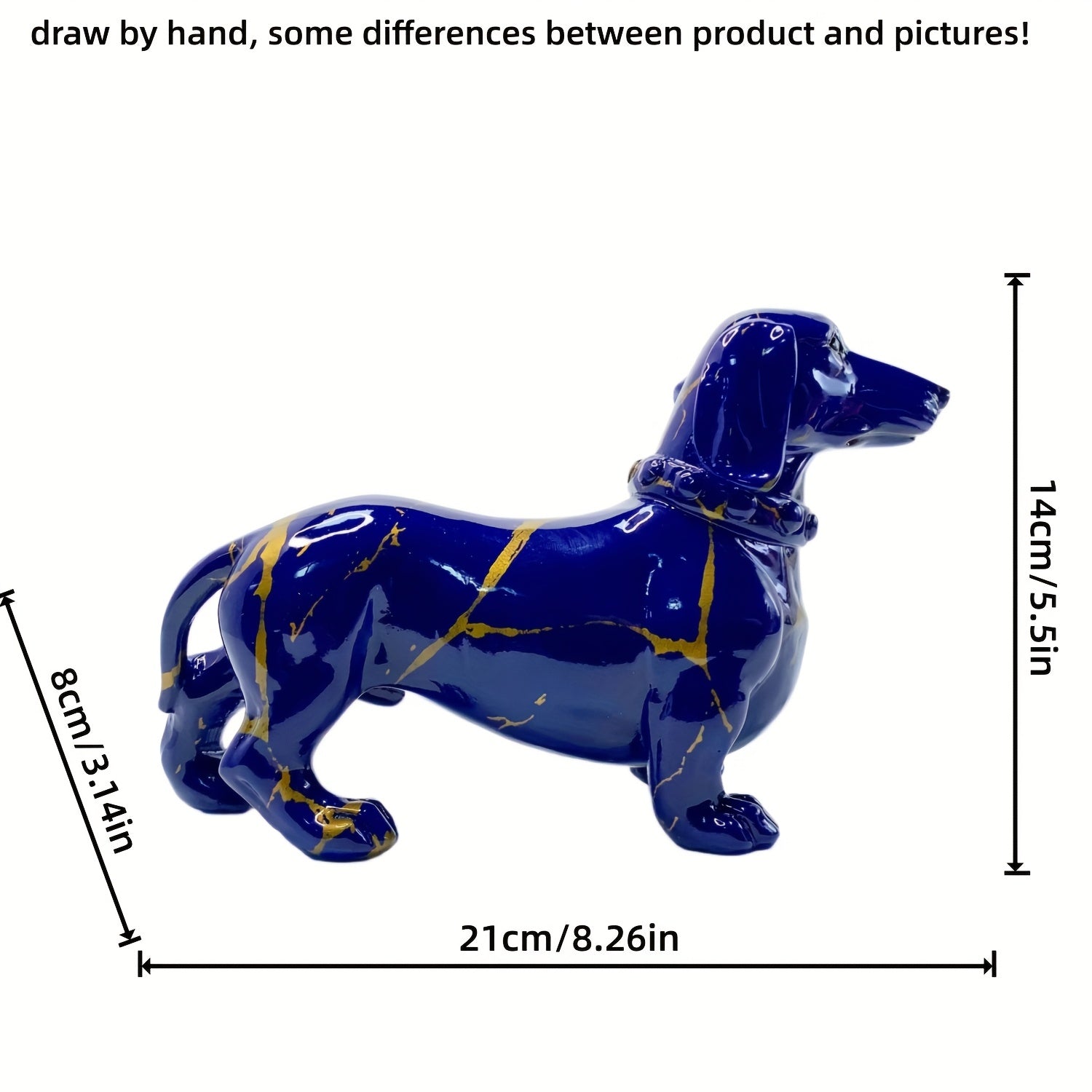 Tnessential Modern Creative Navy Blue Dachshund Decoration with Golden 3D Decor