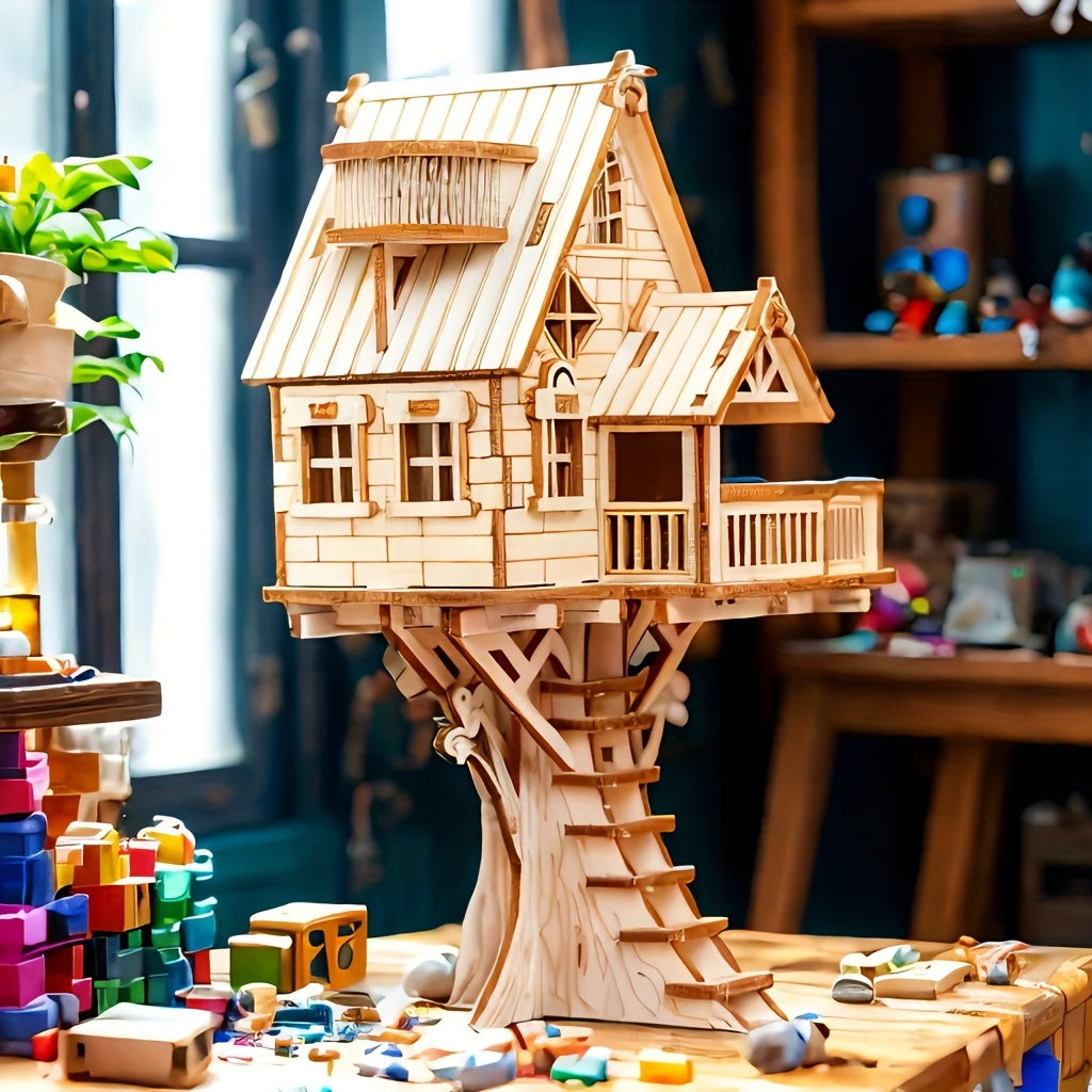 Tnessential D Wooden Treehouse Model Puzzle 3D Decor