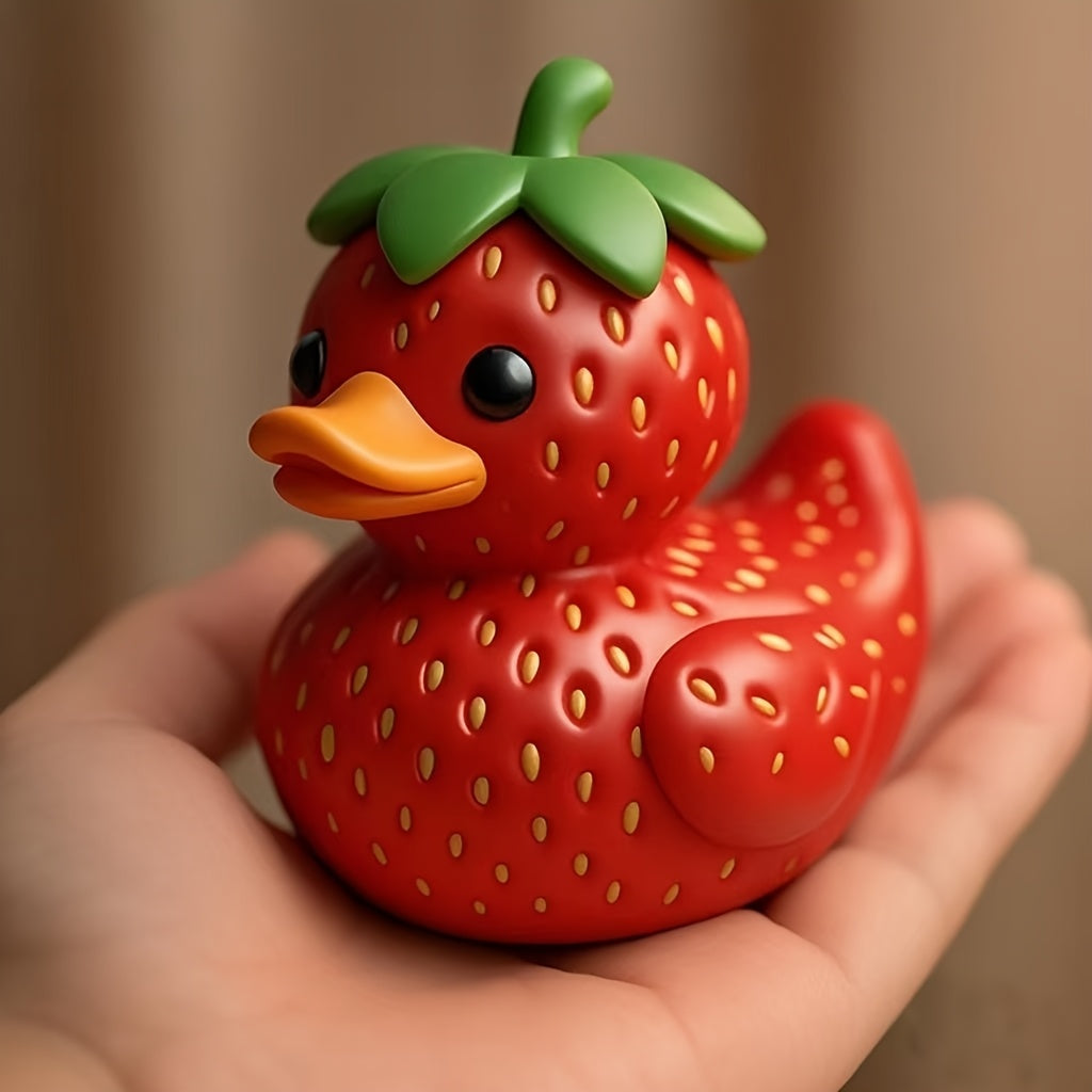 Tnessential Strawberry Duck Resin Collectible Figurine 3D Decor