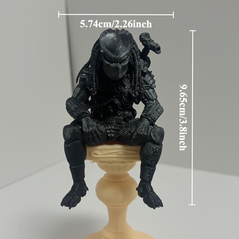 Tnessential Dark Style Alien Warrior Sitting Pose Ornament 3D Decor