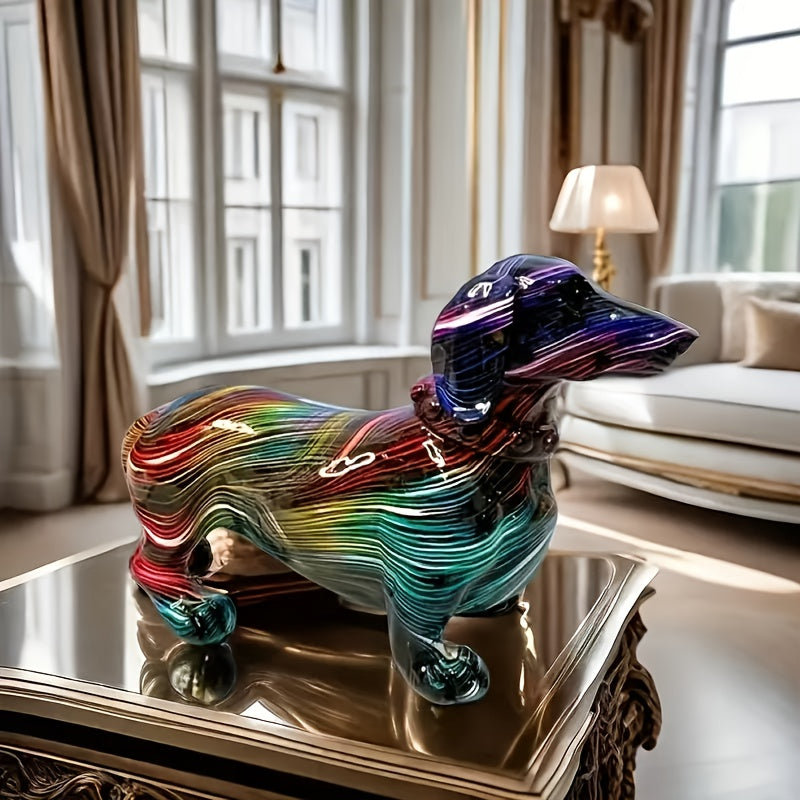 Tnessential Vibrant Dachshund Resin Sculpture 3D Decor