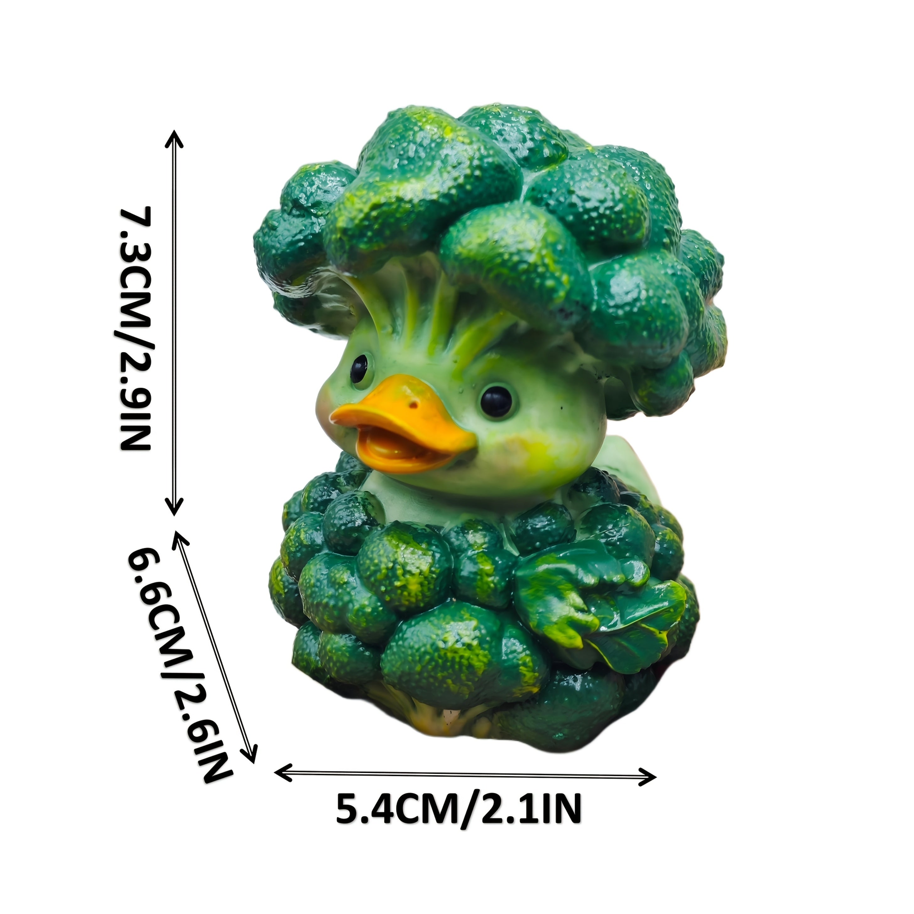 Tnessential Cute Broccoli Duck Resin Statue 3D Decor