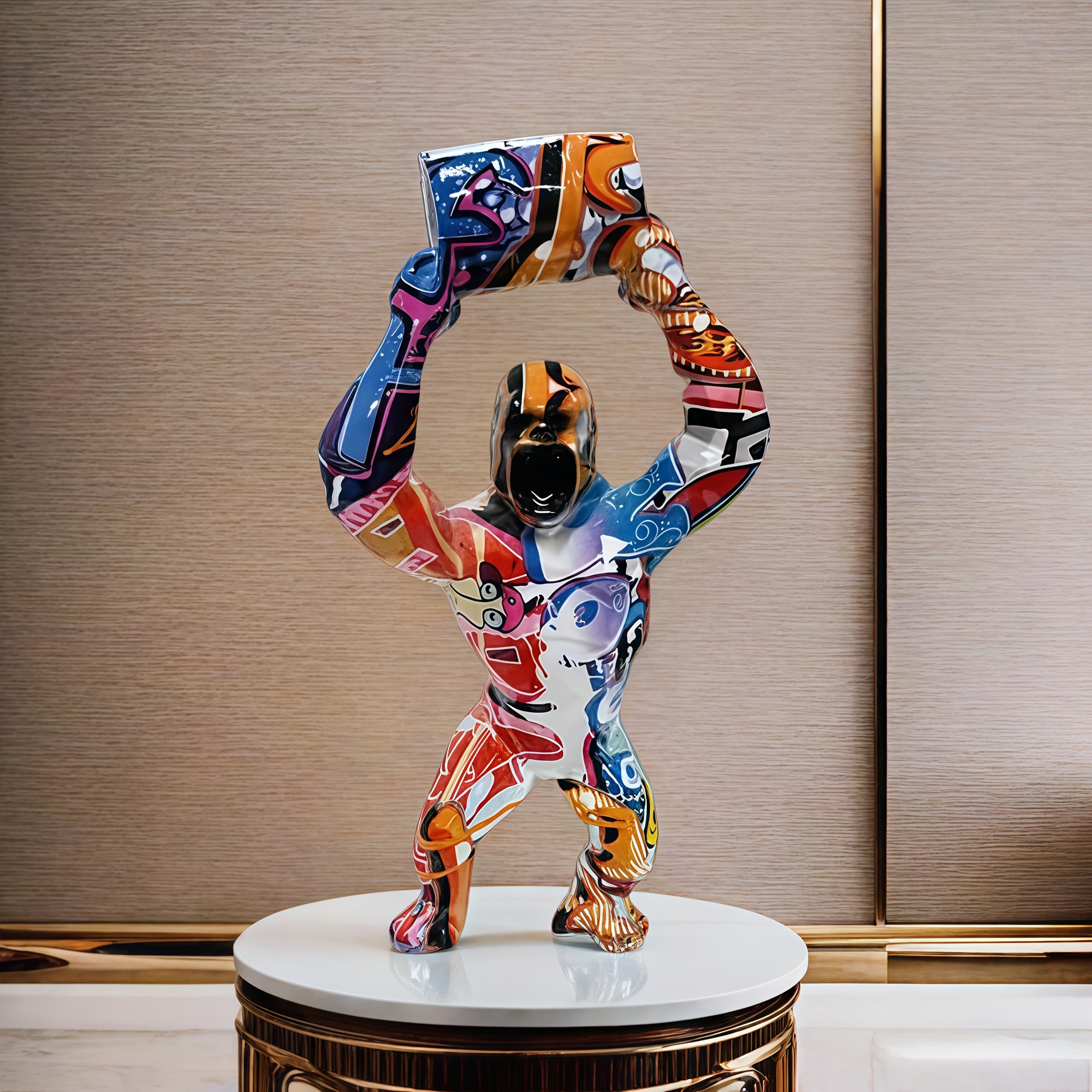 Tnessential Creative Nordic Abstract Graffiti Gorilla Sculpture 3D Decor