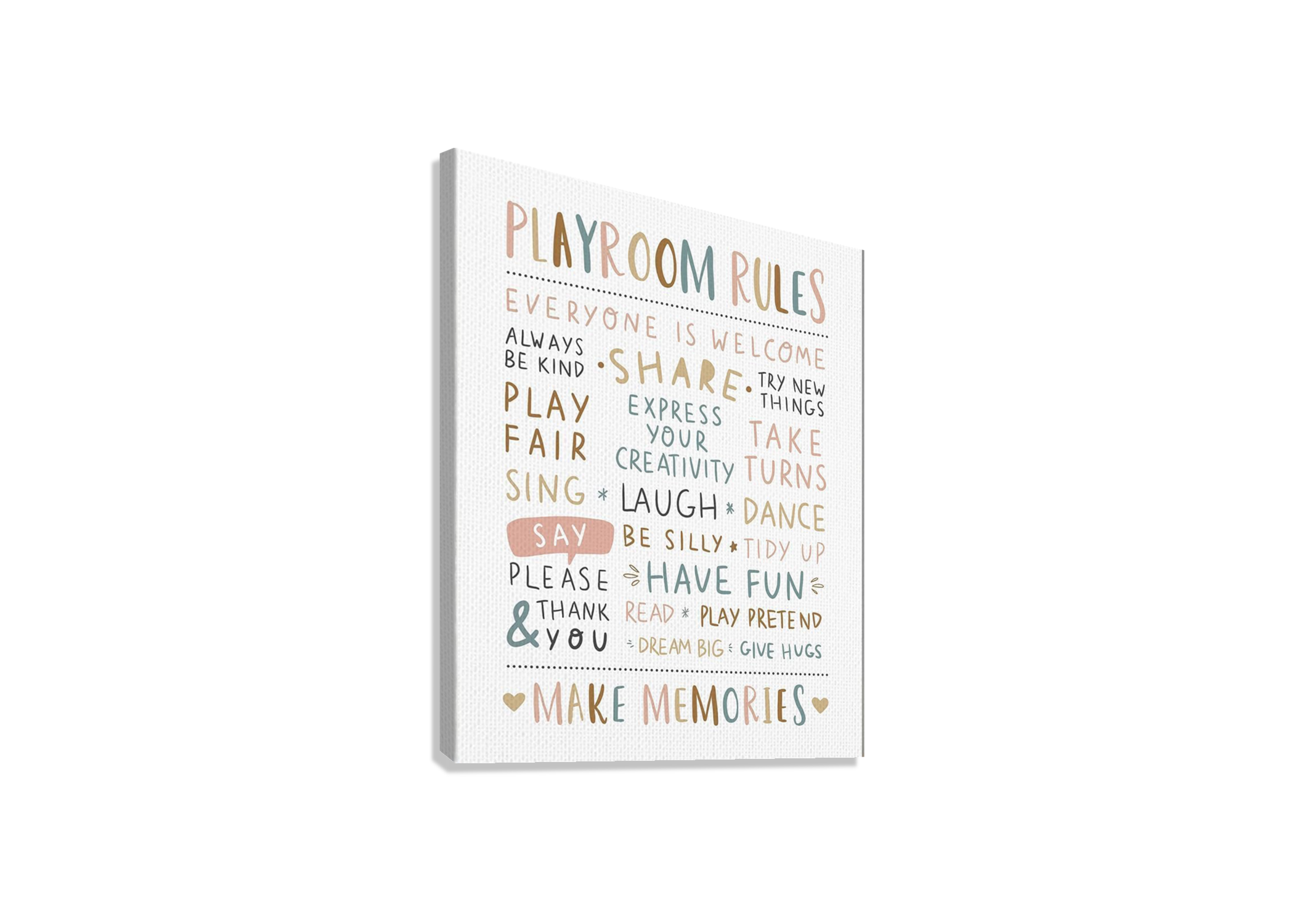 KID'S PLAYROOM RULES CANVAS POSTER