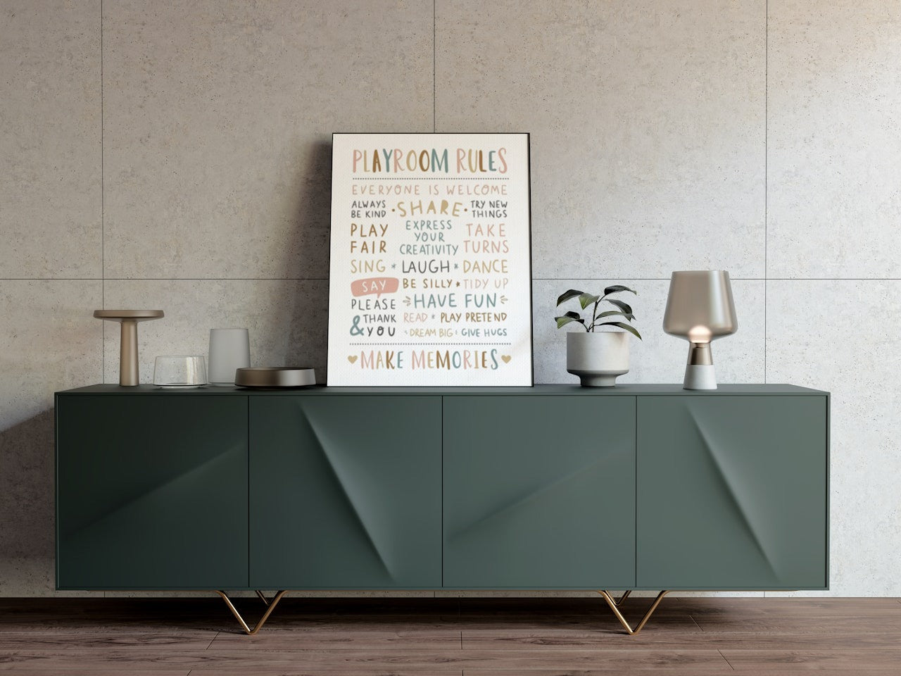 KID'S PLAYROOM RULES CANVAS POSTER