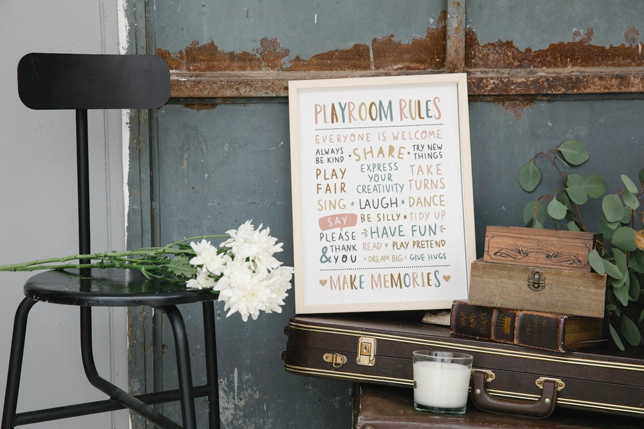 KID'S PLAYROOM RULES CANVAS POSTER