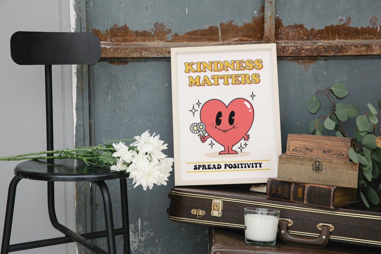 CUTE HEART CANVAS POSTER " KINDESS MATTERS "