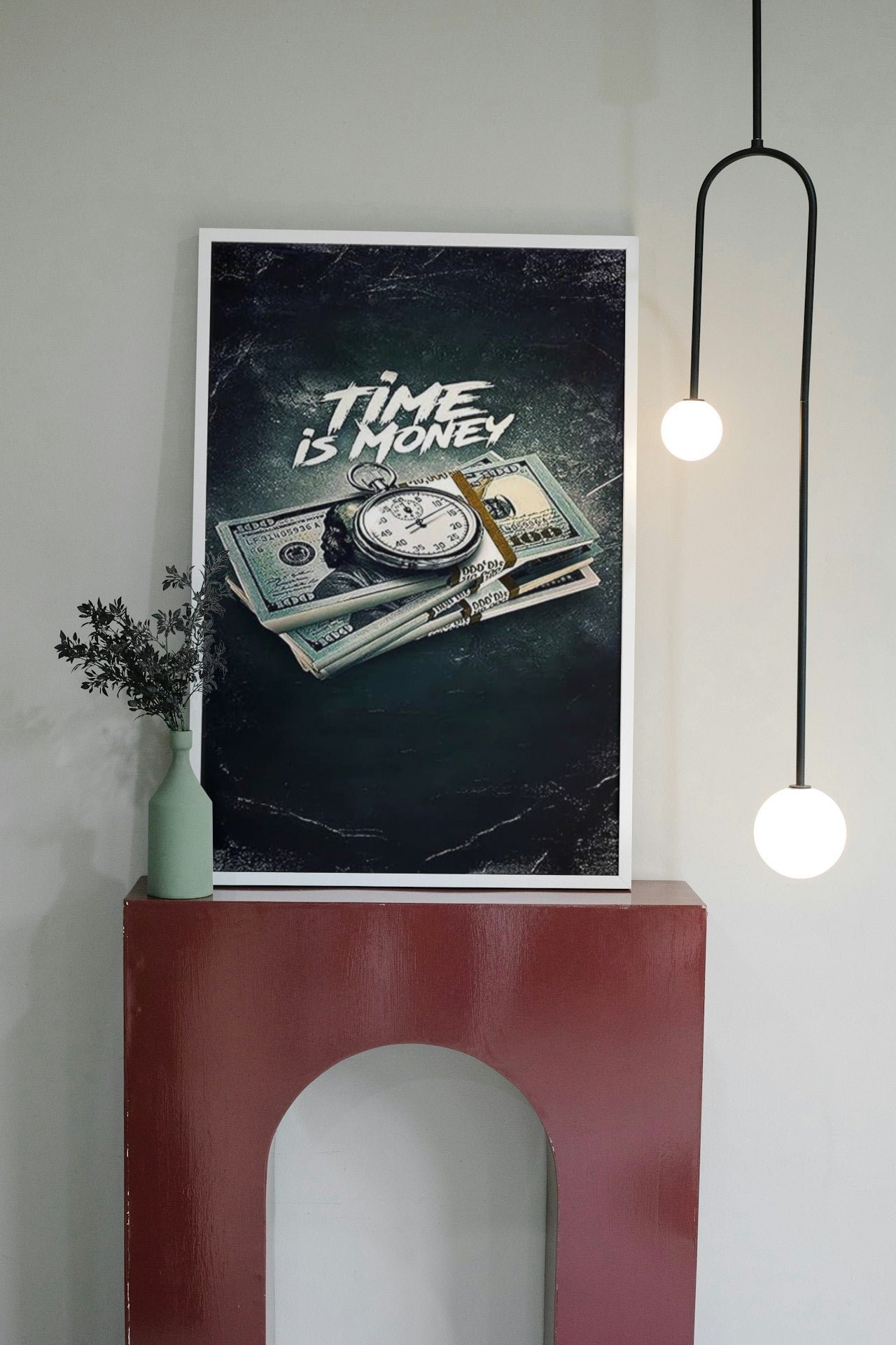 "TIME IS MONEY" MOTIVATIONAL CANVAS POSTER
