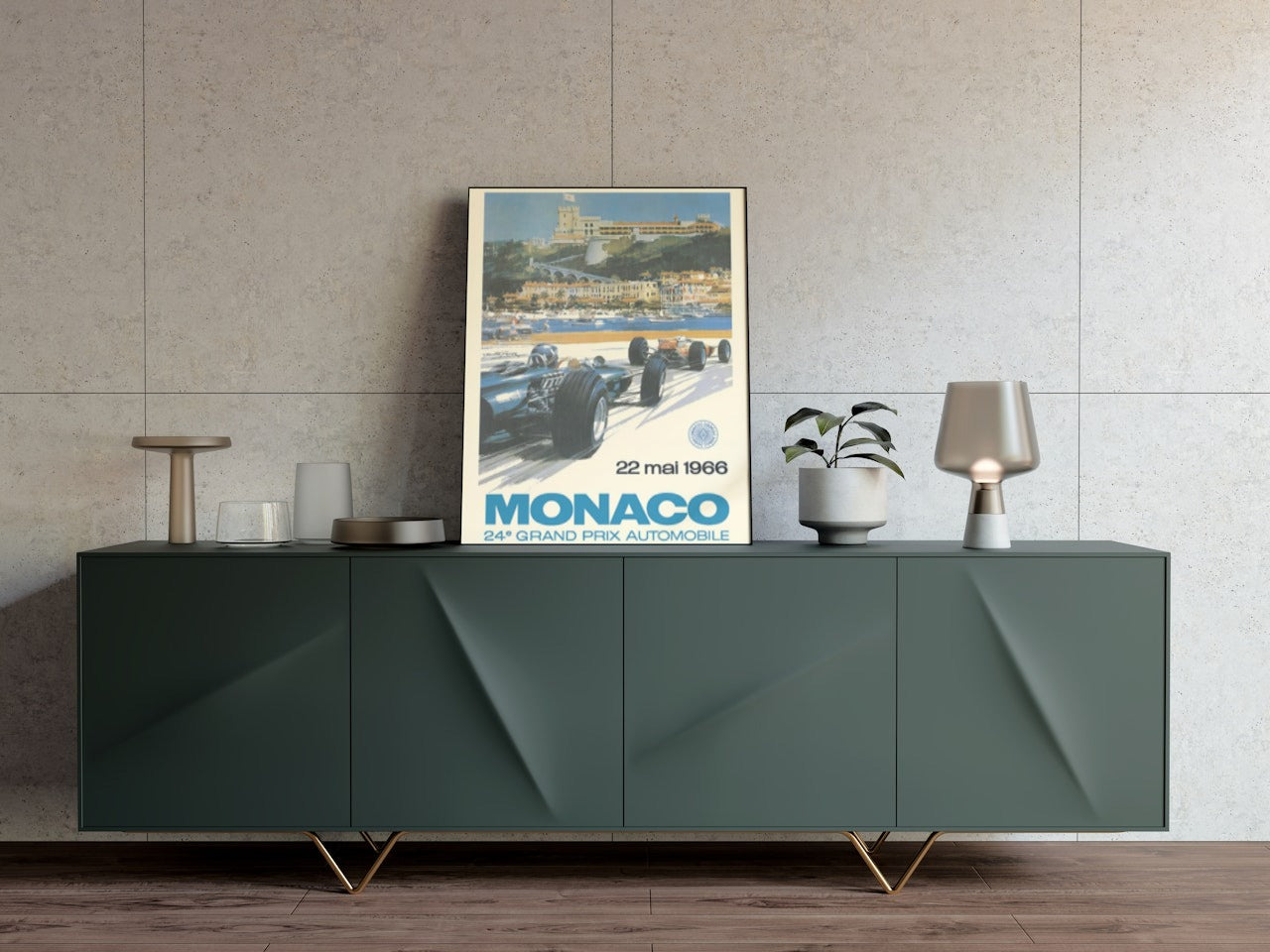 F1 VINTAGE MONACO CANVAS POSTER