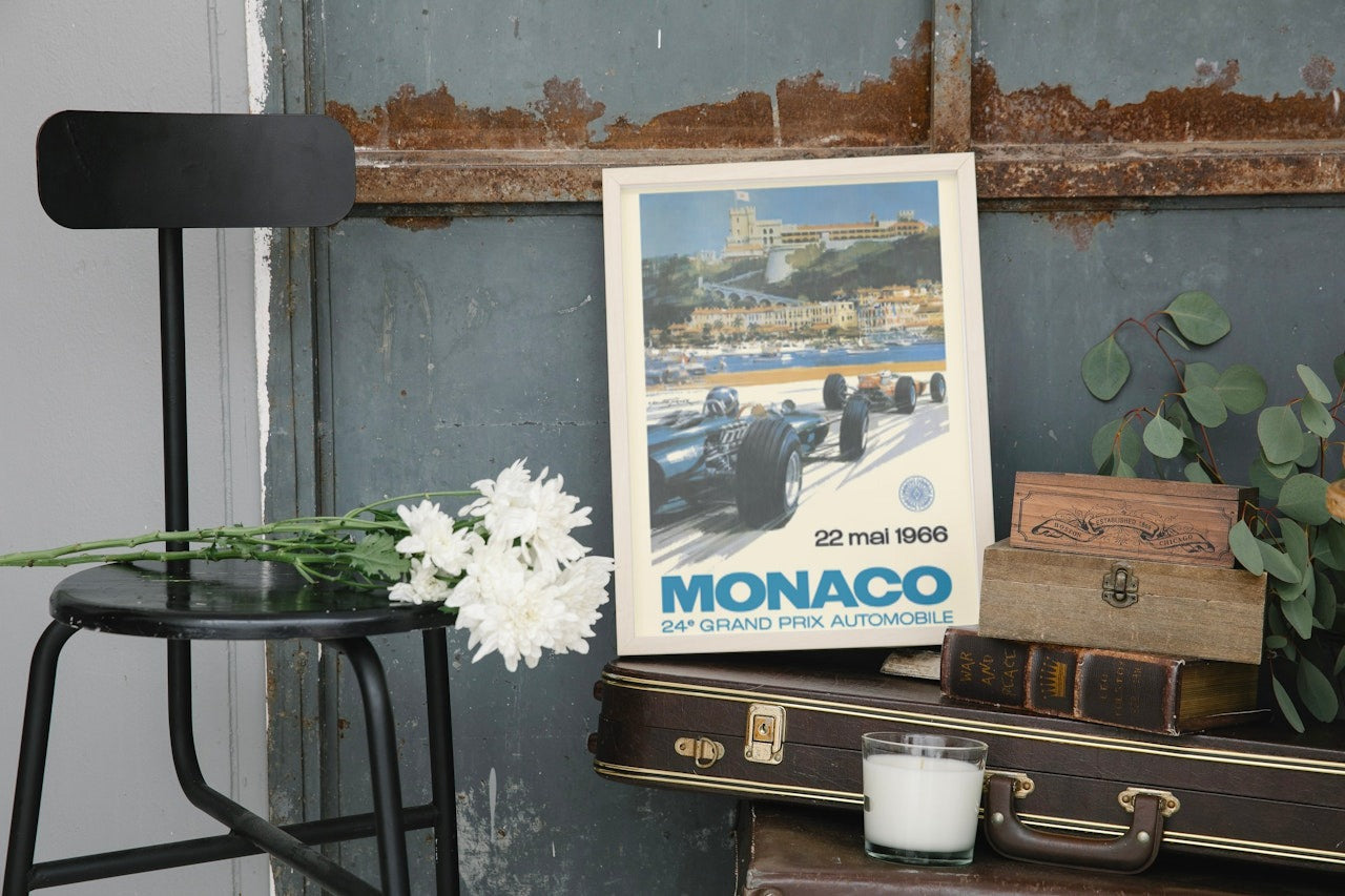 F1 VINTAGE MONACO CANVAS POSTER