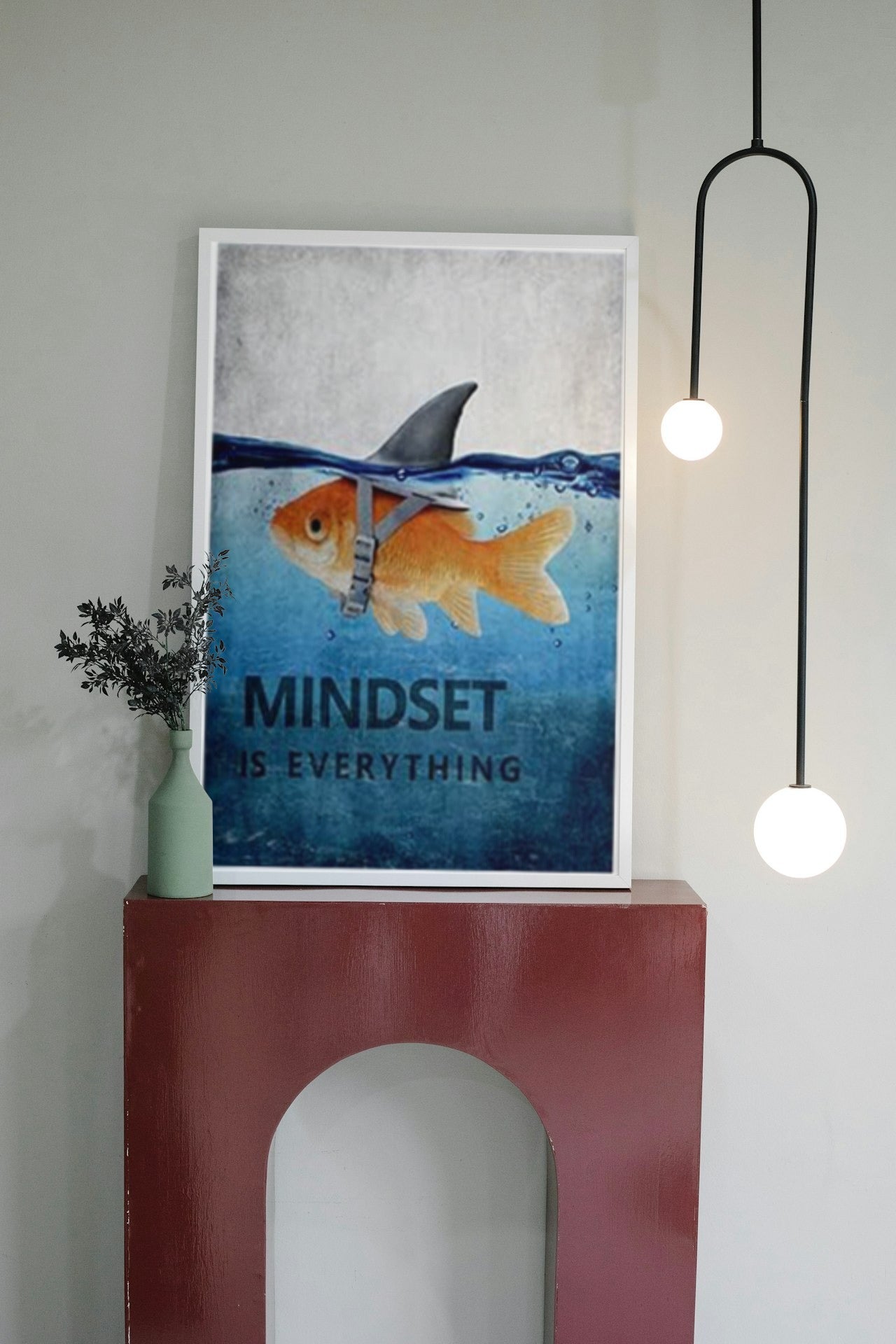MOTIVATIONAL CANVAS POSTER GOLD FISH "MINDSET IS EVERYTHING"