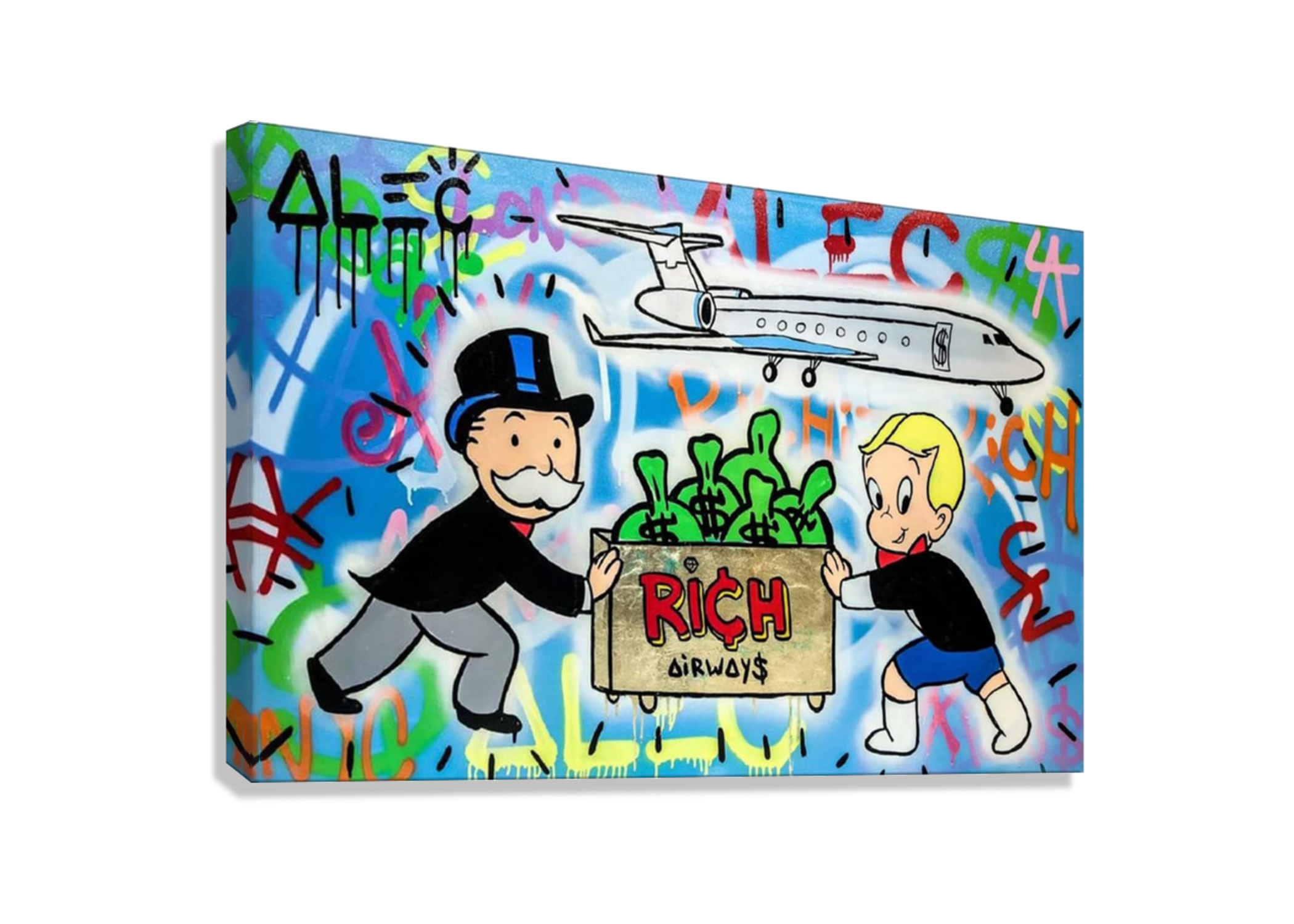MONOPOLY RICH AIRWAYS GRAFFITI CANVAS POSTER