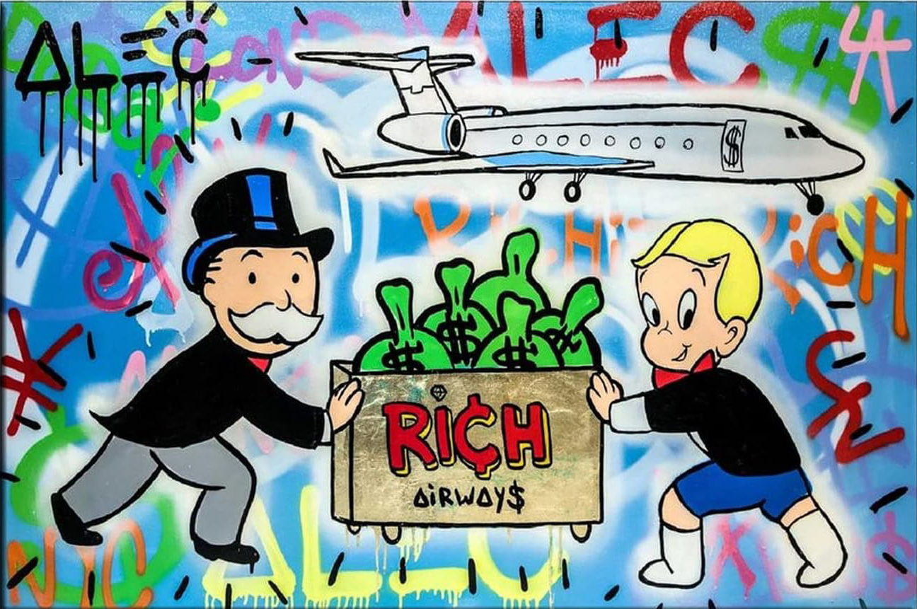 MONOPOLY RICH AIRWAYS GRAFFITI CANVAS POSTER