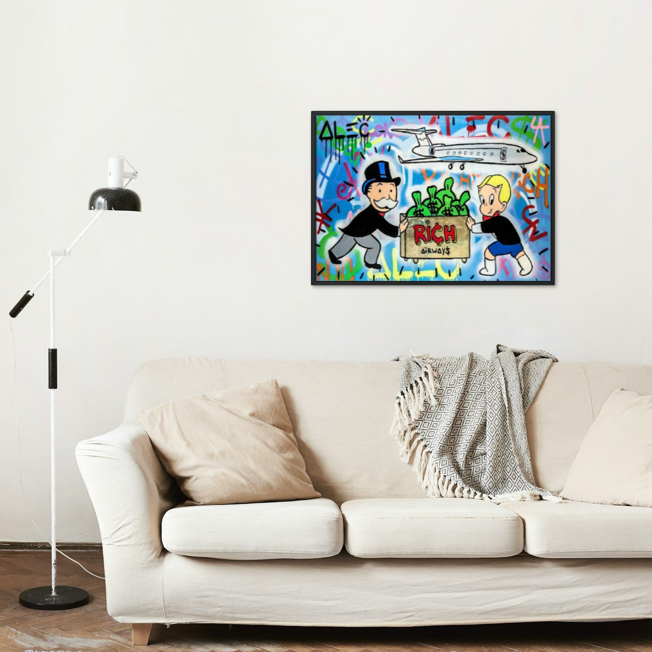 MONOPOLY RICH AIRWAYS GRAFFITI CANVAS POSTER