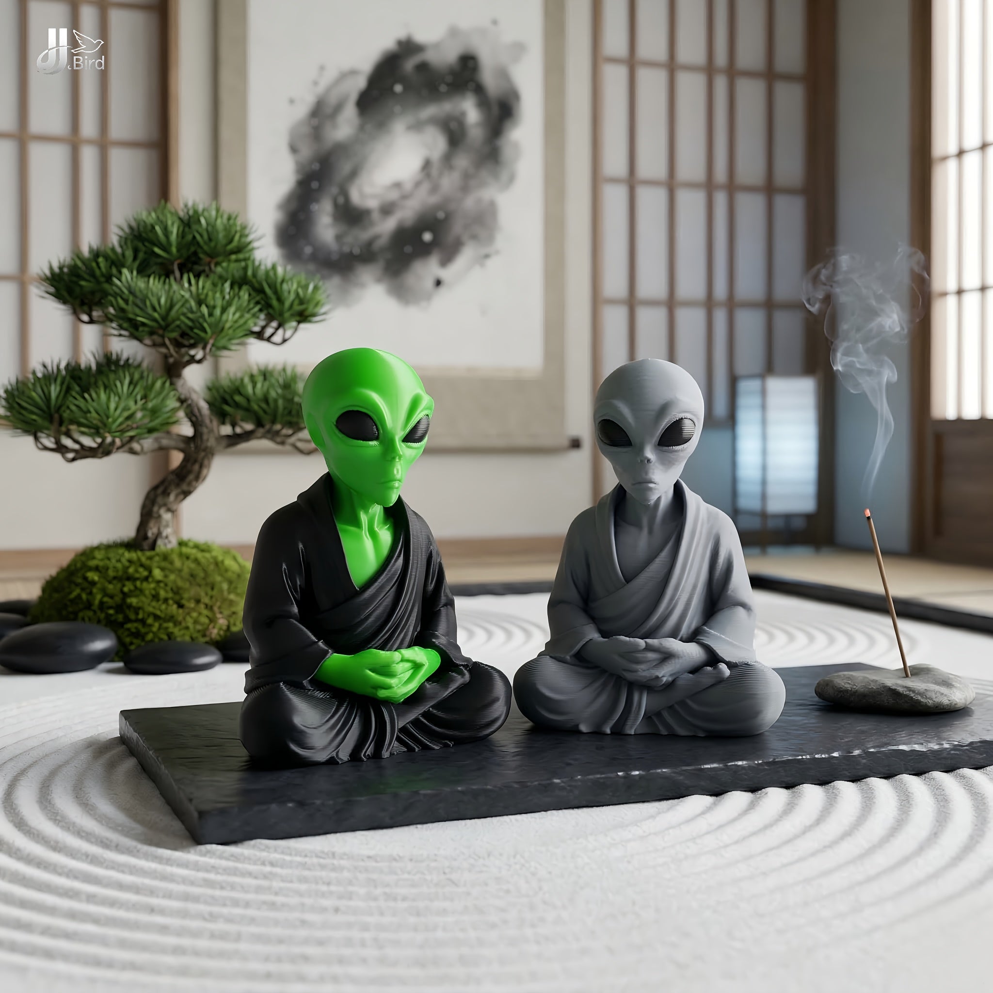 Tnessential Creative Meditating Alien Decorative Ornament 3D Decor
