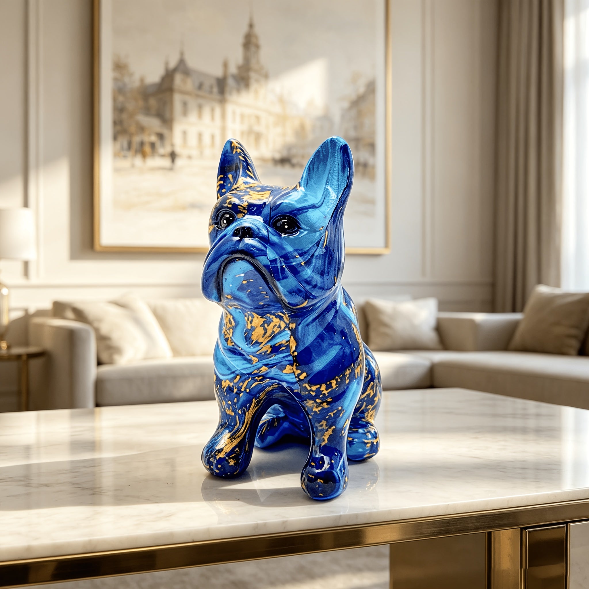 Tnessential Blue and Golden Waterlogged Bulldog 3D Decor