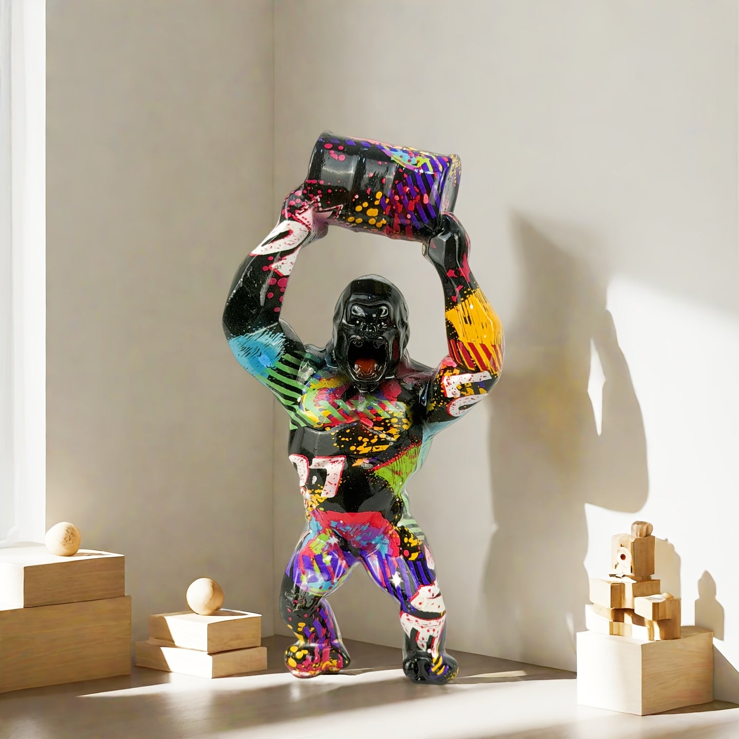 Tnessential Graffiti Number Gorilla Trendy Figurine 3D Decor