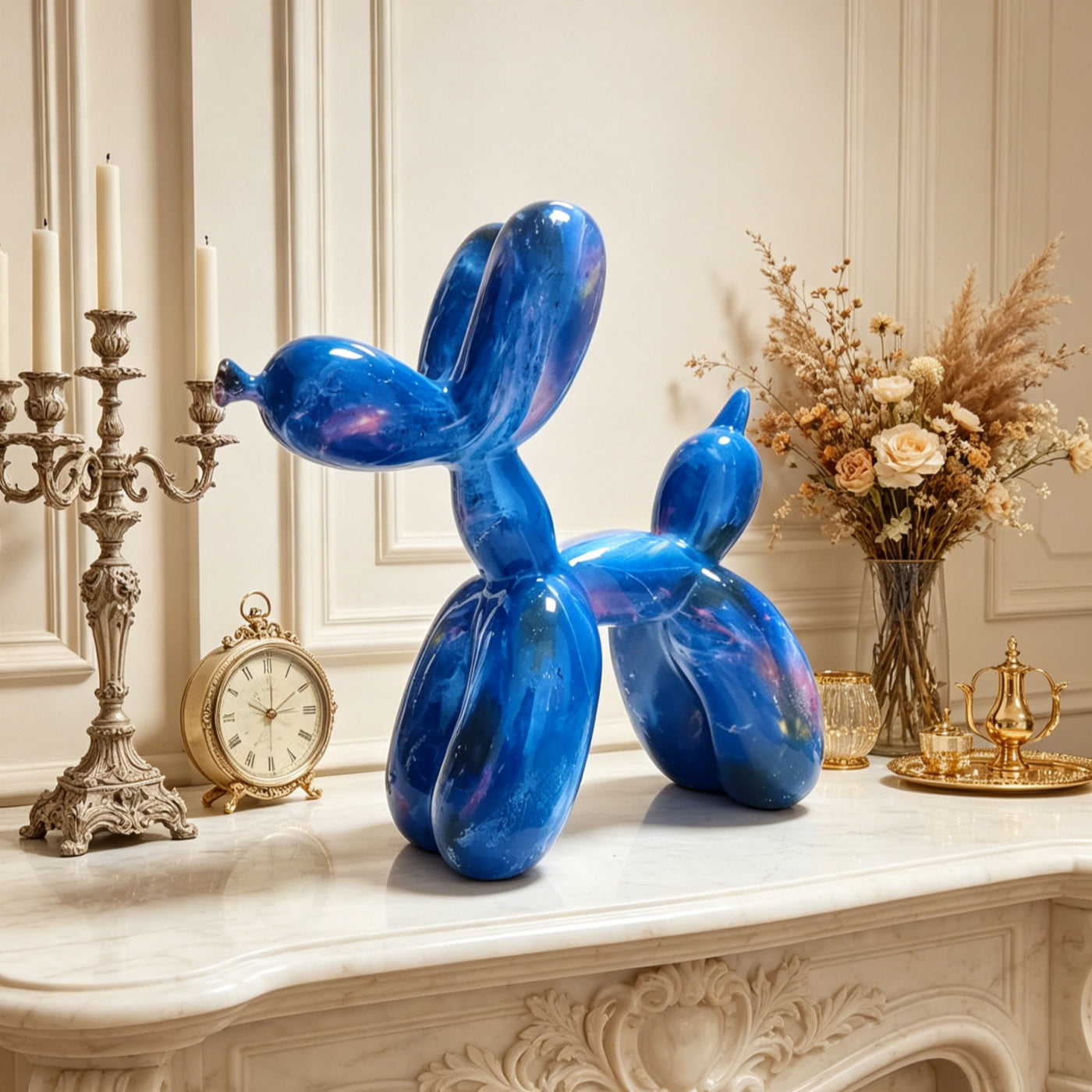 Tnessential Starry Sky Balloon Dog Sculpture Animal Statue Ation 3D Decor