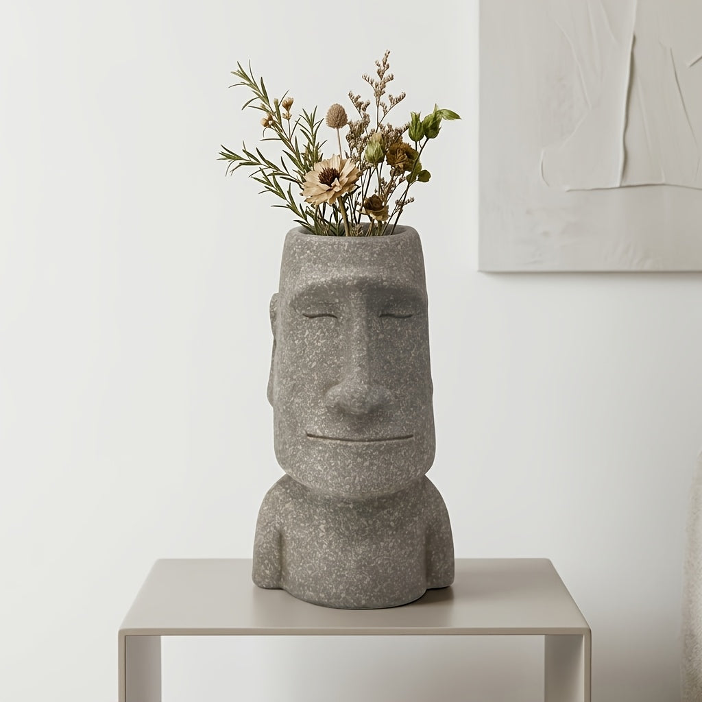 Tnessential WENYLE Creative Moai Stone Statue Flower Pot 3D Decor