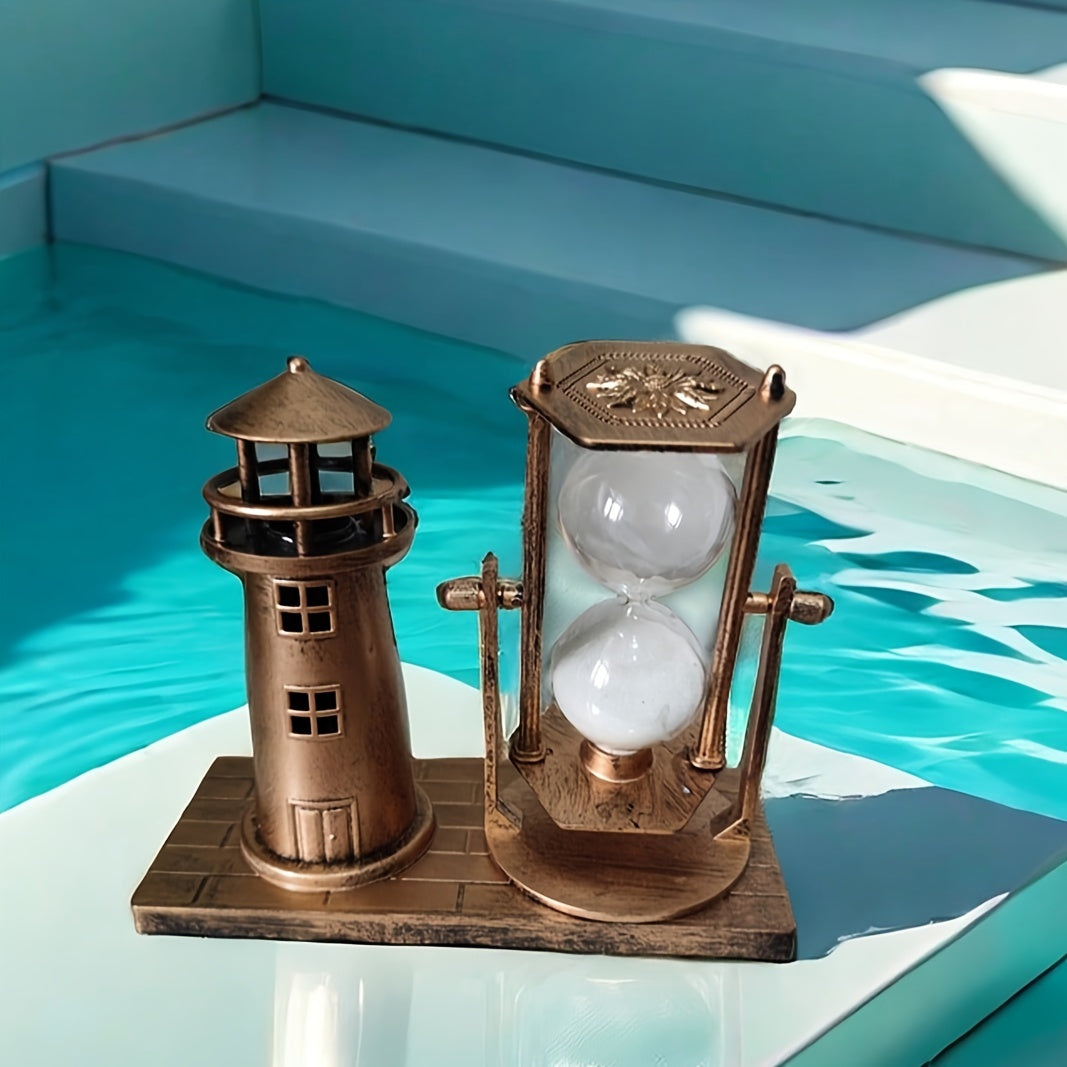 Tnessential Retro Style Lighthouse Shape Hourglass Decoration Office 3D Decor