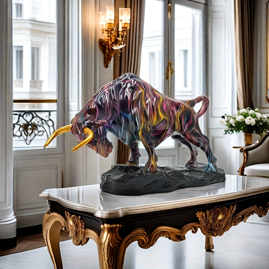 Tnessential Stunning Bronze Bull Sculpture 3D Decor