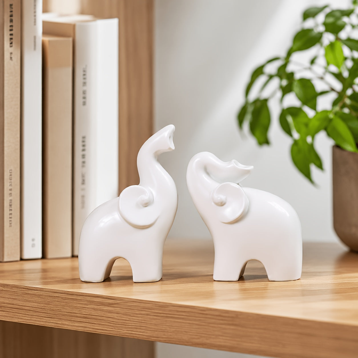 Tnessential Little White Elephant Modern Minimalist Resin Decorative 3D Decor