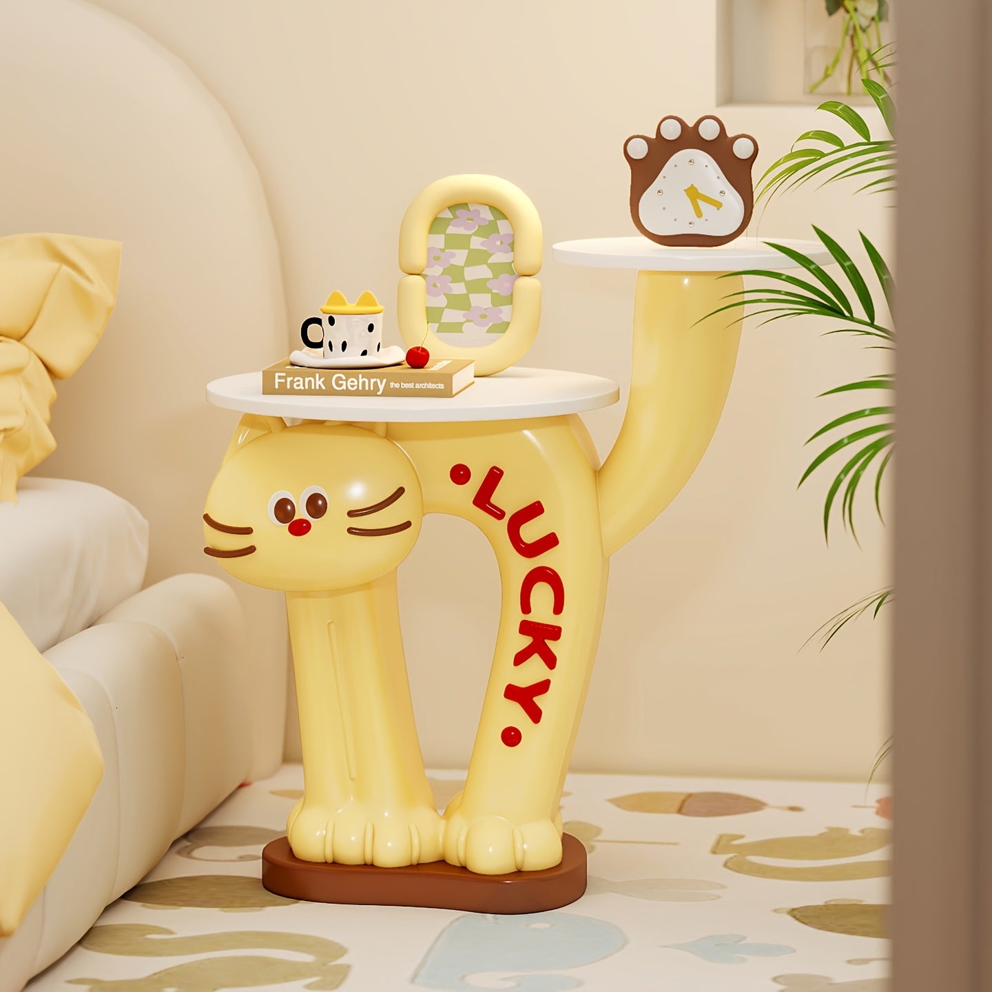 Tnessential Resin Cartoon Cat Double Tray Side Table 3D Decor