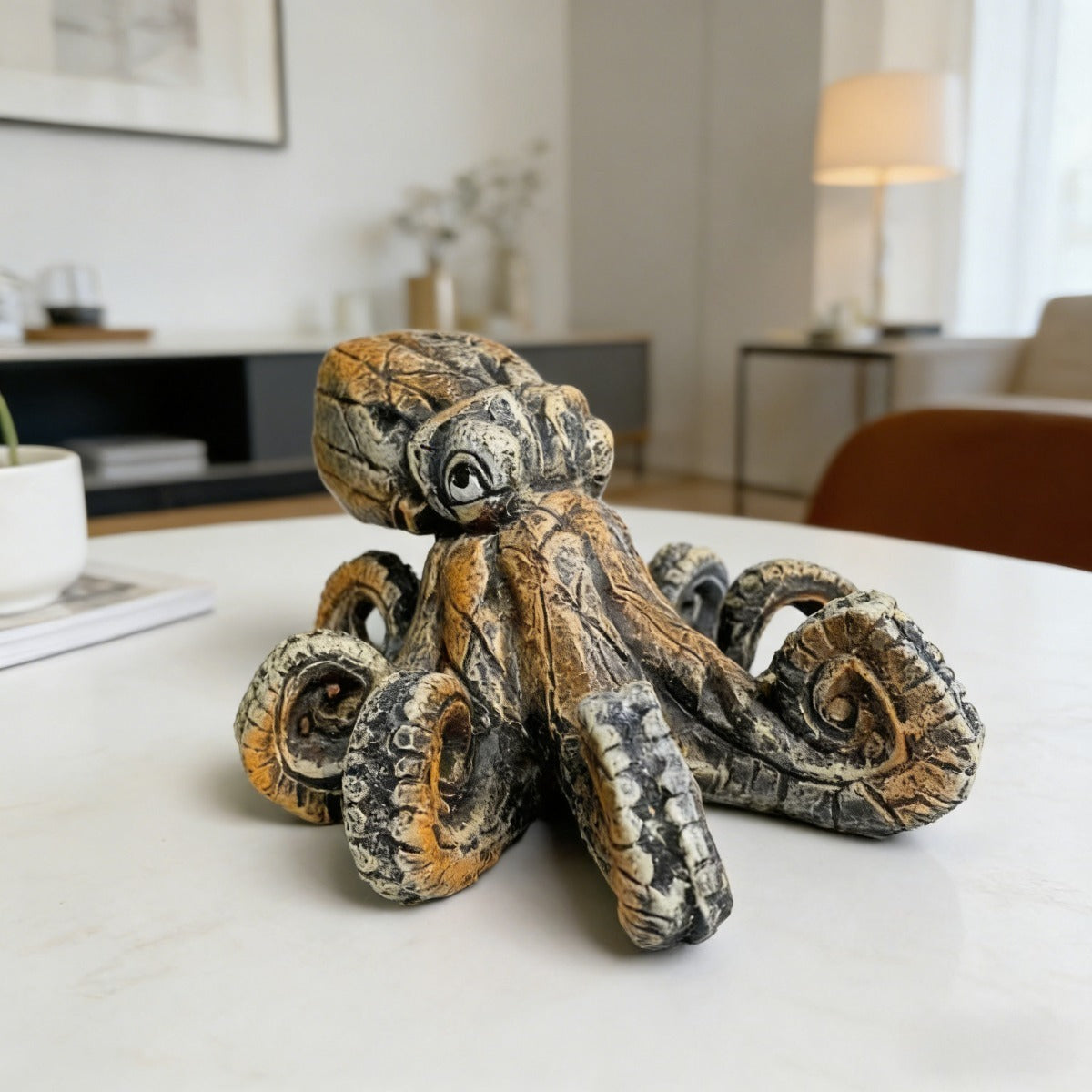 Tnessential Handcrafted Rustic Octopus Sculpture Resin Octopus Statue 3D Decor