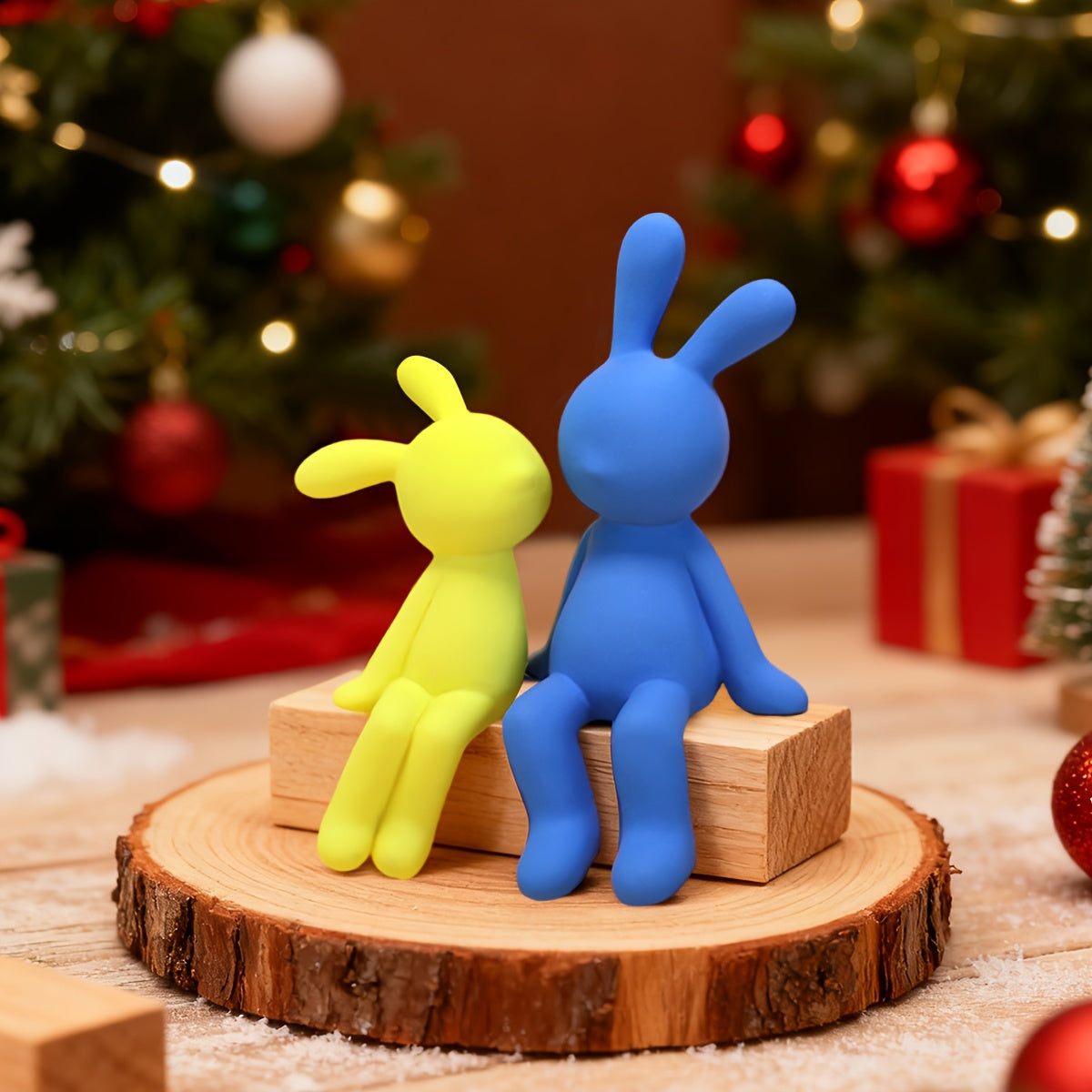 Tnessential Creative Couple Rabbit Figurine 3D Decor