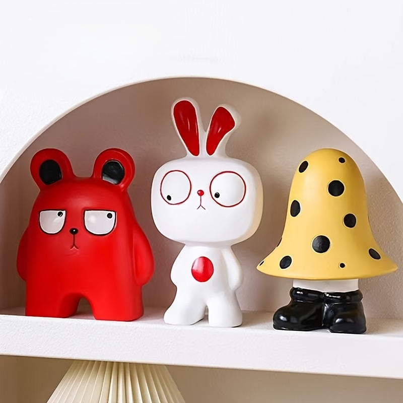 Tnessential Collectible Figurines Cute Rabbit & Bear Figurines 3D Decor