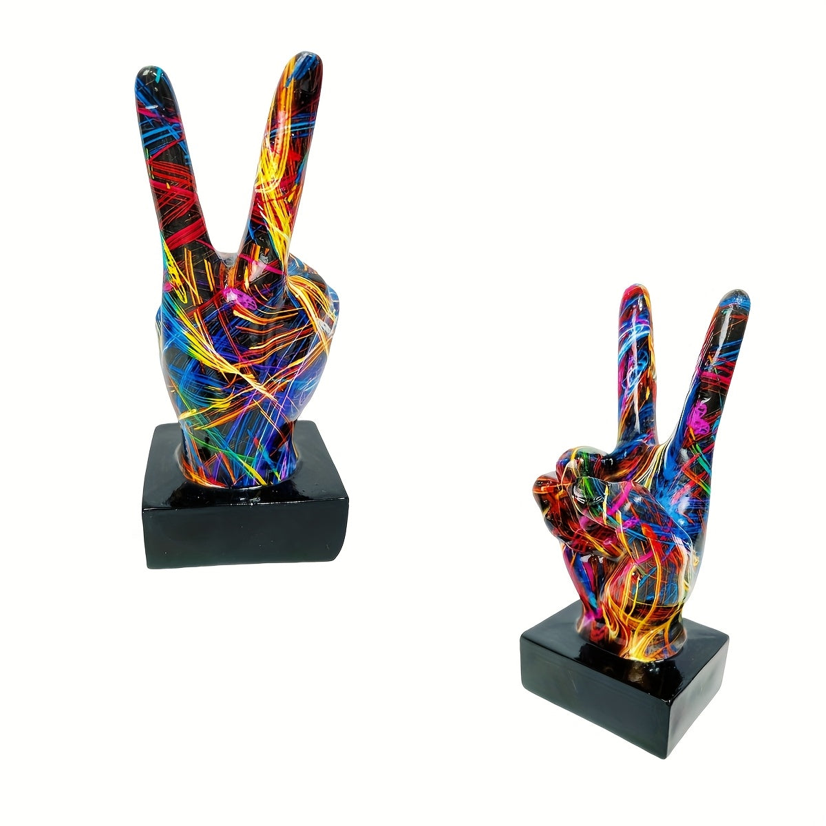Tnessential Contemporary Resin Peace Sign Sculpture 3D Decor