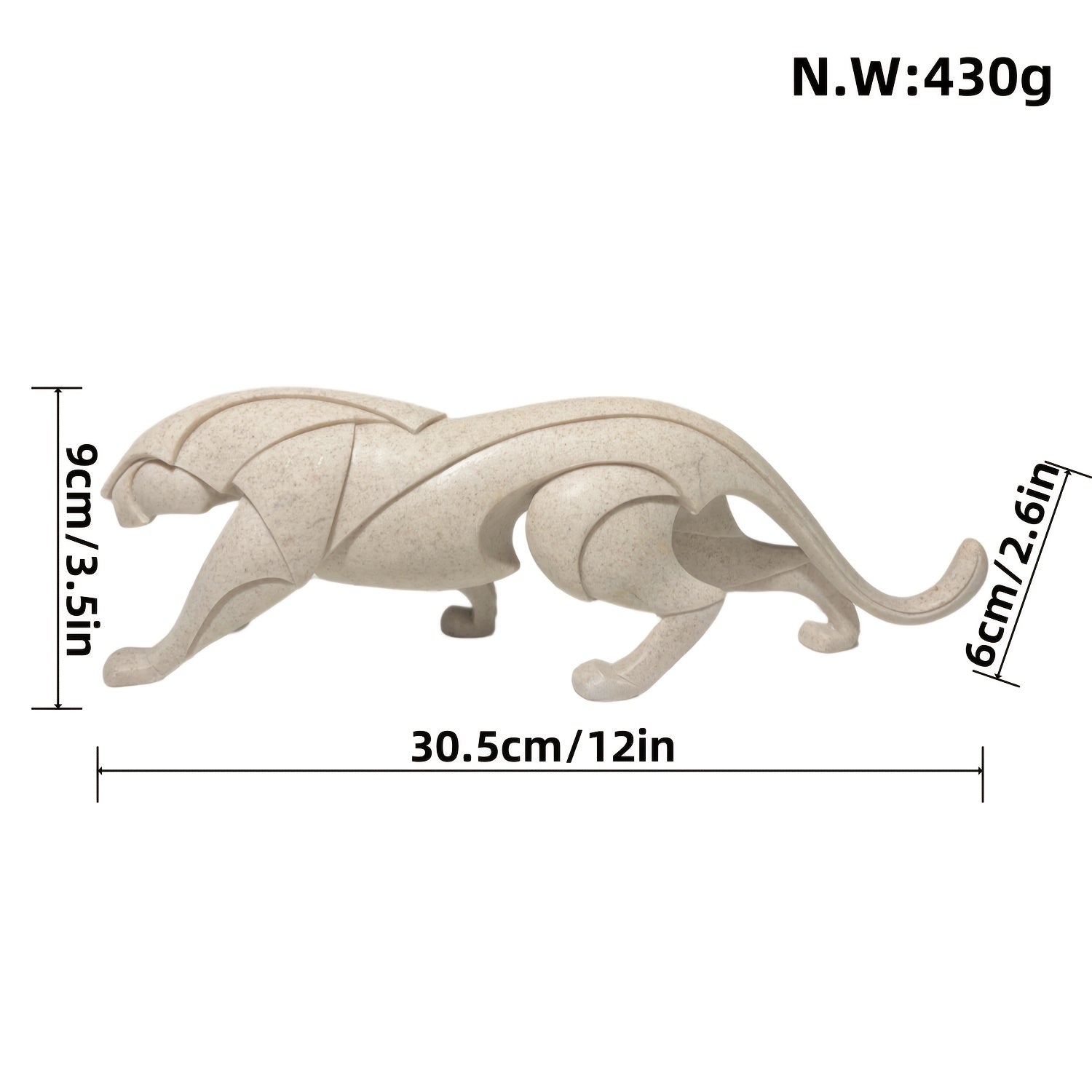 Tnessential Hand Carved Resin Walking Leopard Statue Ornament 3D Decor