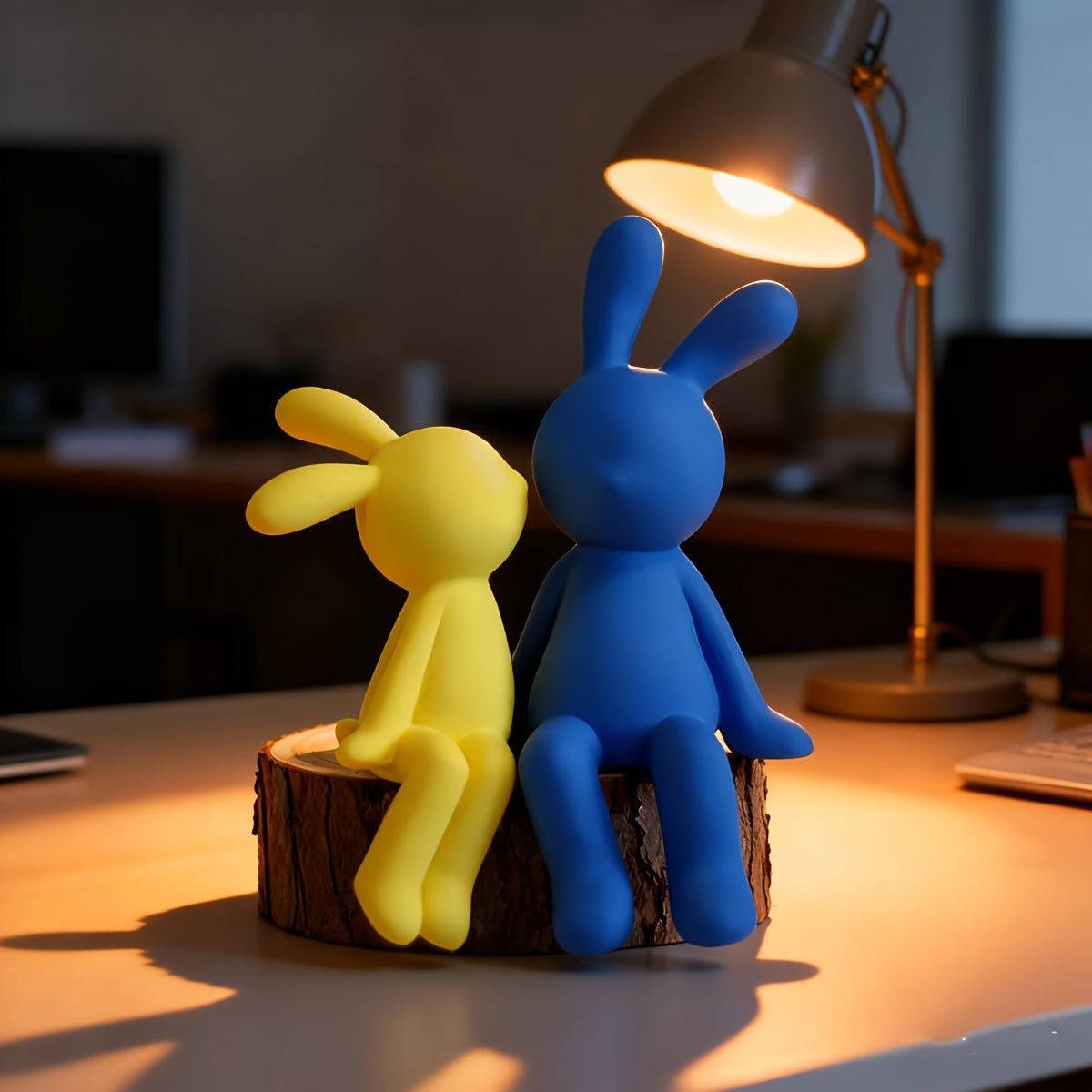 Tnessential Creative Couple Rabbit Figurine 3D Decor