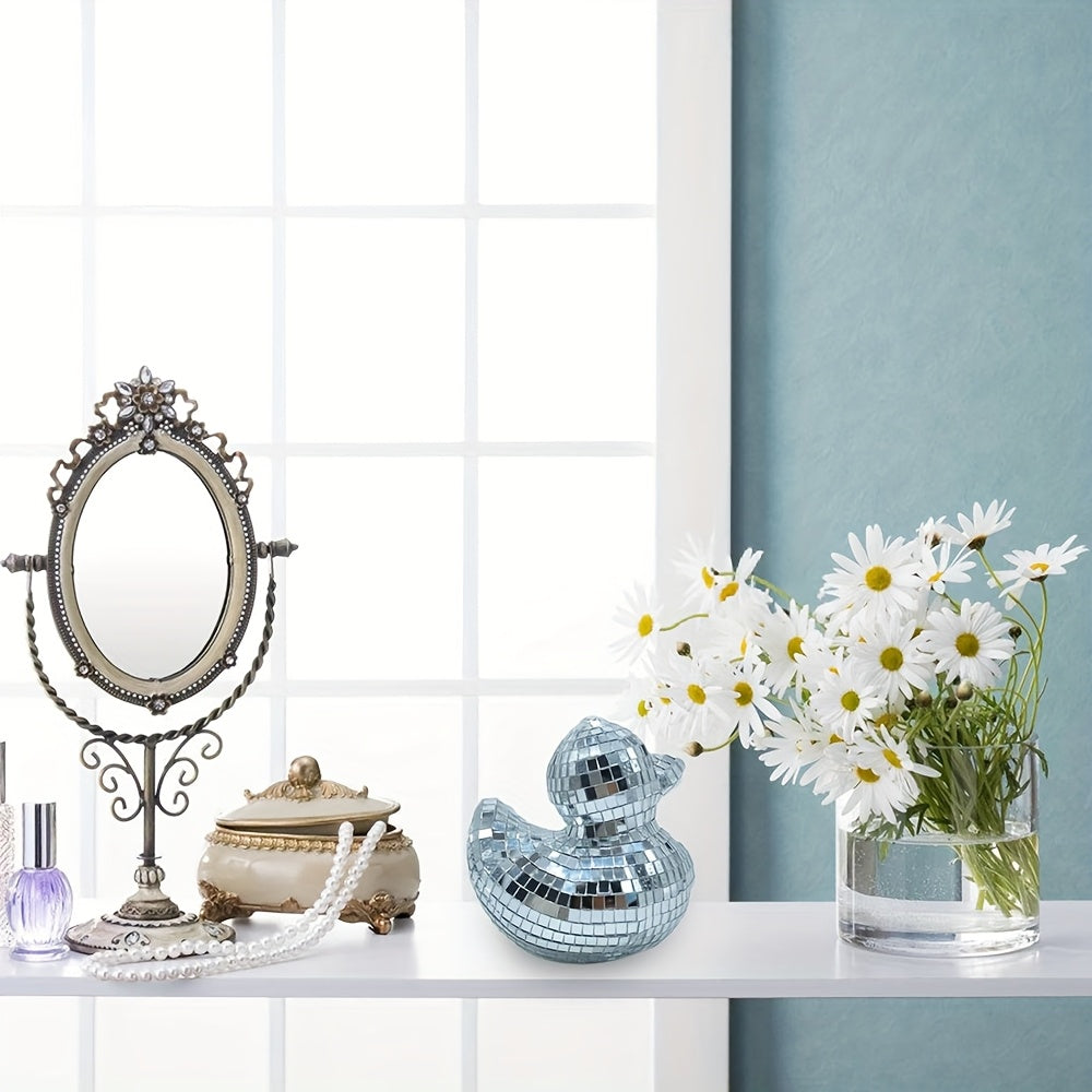 Tnessential Silvery Reflective Mosaic Mirror Duck Pendant 3D Decor