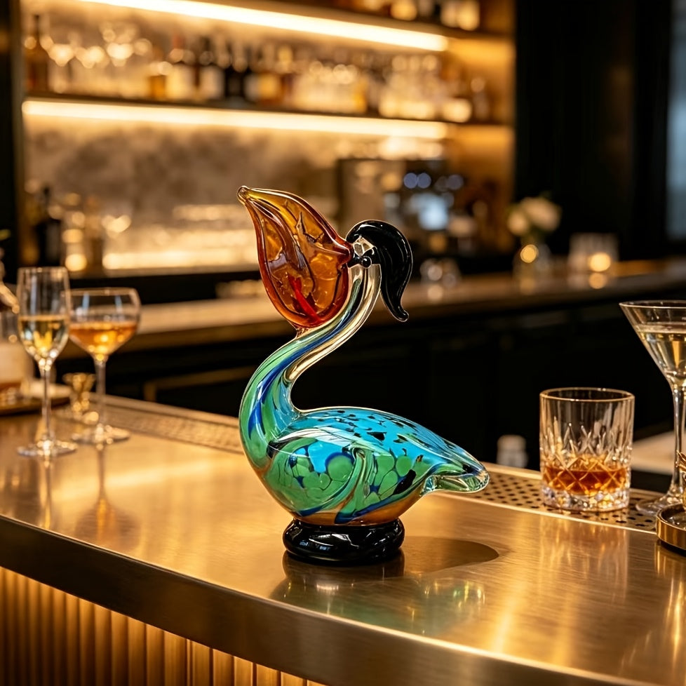 Tnessential Hand-blown Glass Pelican Statue 3D Decor