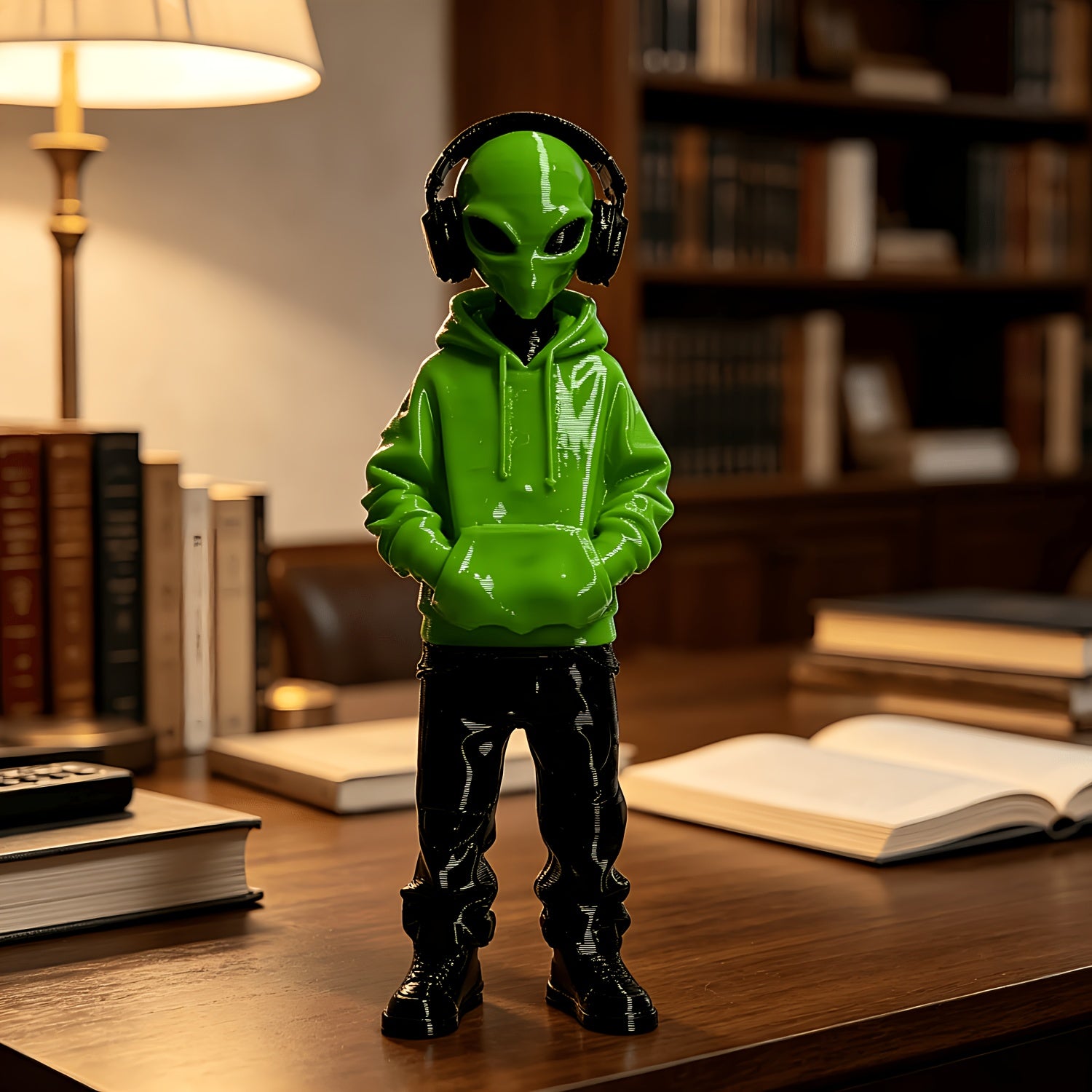 Tnessential Alien Statue Ornament with Headphones 3D Decor
