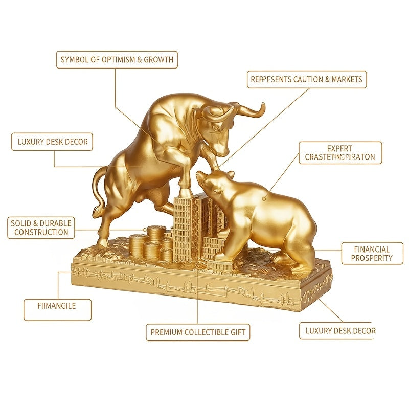 Tnessential Bull & Bear Wall Street Battle Statue 3D Decor