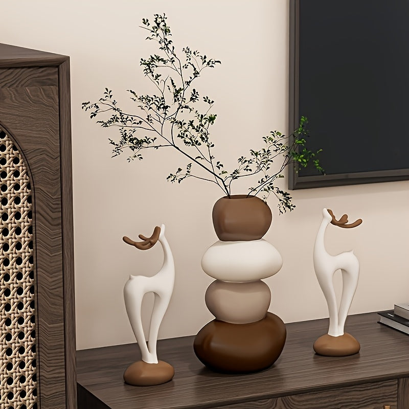 Tnessential Pair of Resin Deer Sculptures 3D Decor