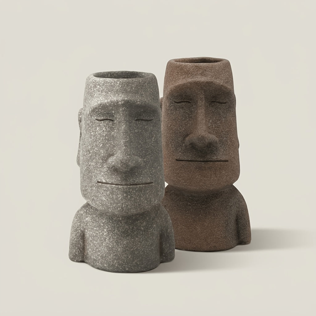 Tnessential WENYLE Creative Moai Stone Statue Flower Pot 3D Decor