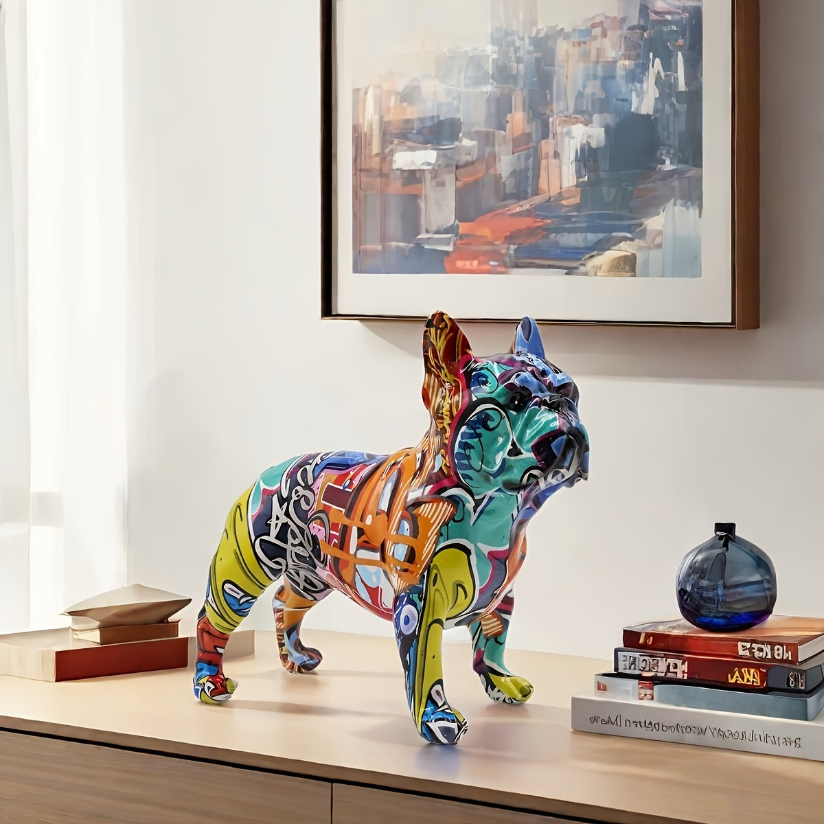 Tnessential Creative French Bulldog Resin Sculpture 3D Decor