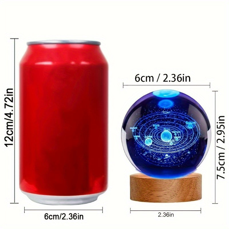 Tnessential D Laser-engraved Celestial Crystal Ball Night Light with 3D Decor