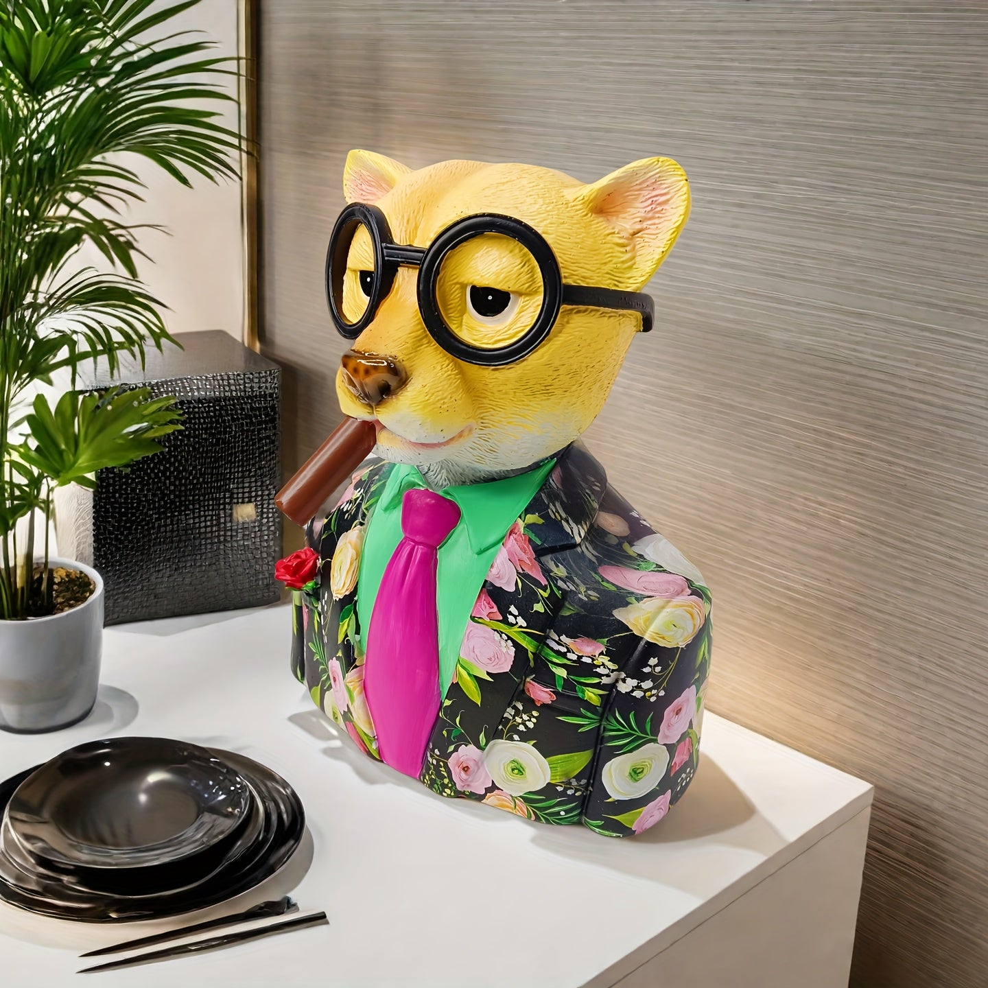 Tnessential Leopard Resin Art Figure 3D Decor