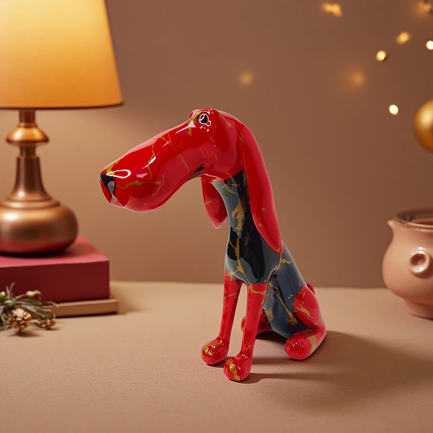 Tnessential Abstract Shaped Large Mouth Sausage Dog Statue Ornament 3D Decor