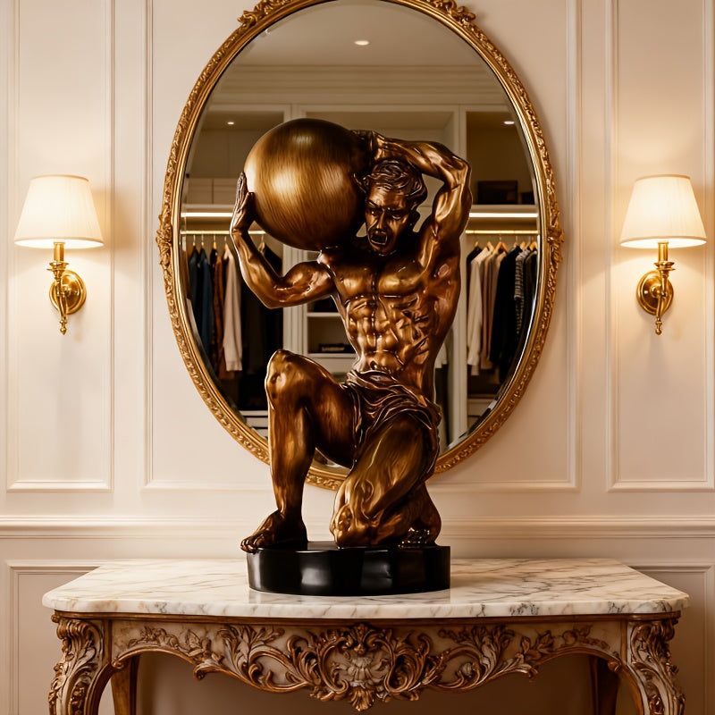 Tnessential Large Exquisite Hand-carved Muscular Hercules Statue 3D Decor