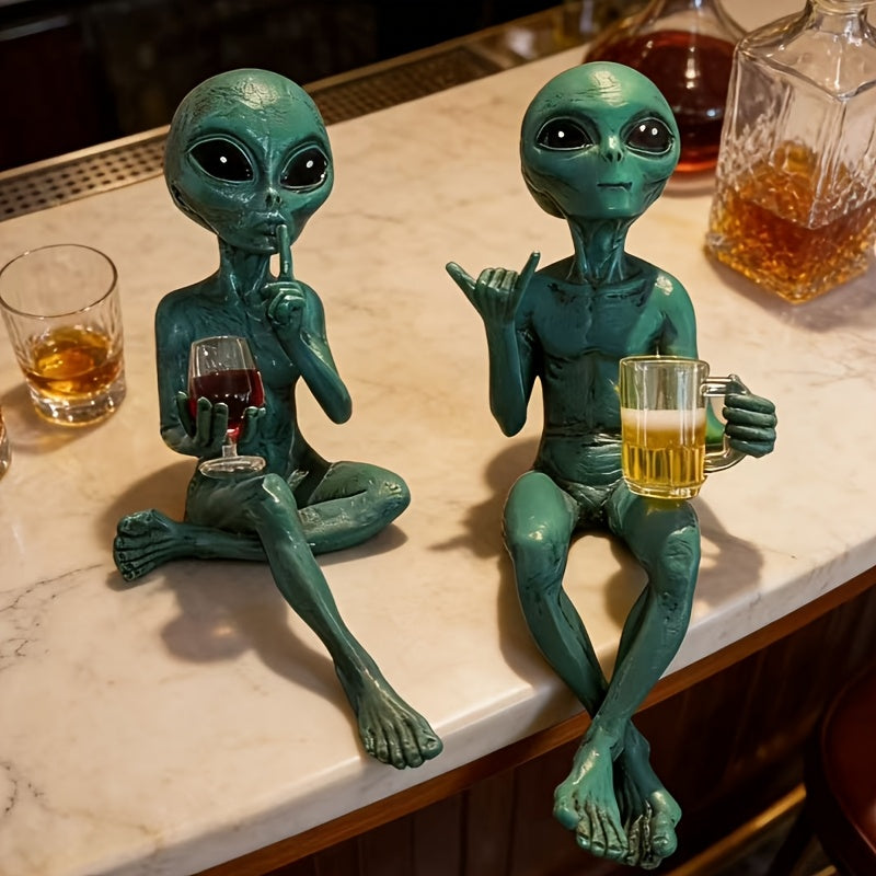 Tnessential Green Alien Resin Collectible Figurines 3D Decor