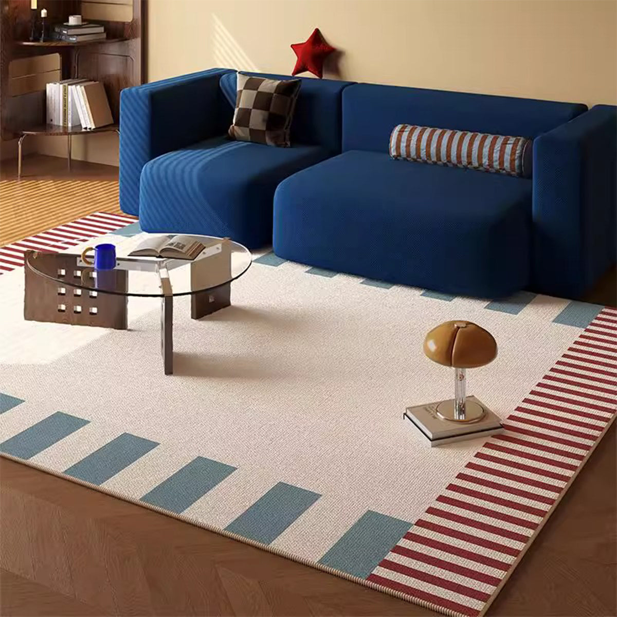 BLUE COLOR BLOCK RUG view 7
