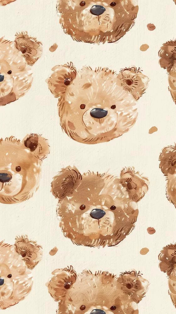 TEDDY BEAR NURSERY PATTERN CANVAS POSTER