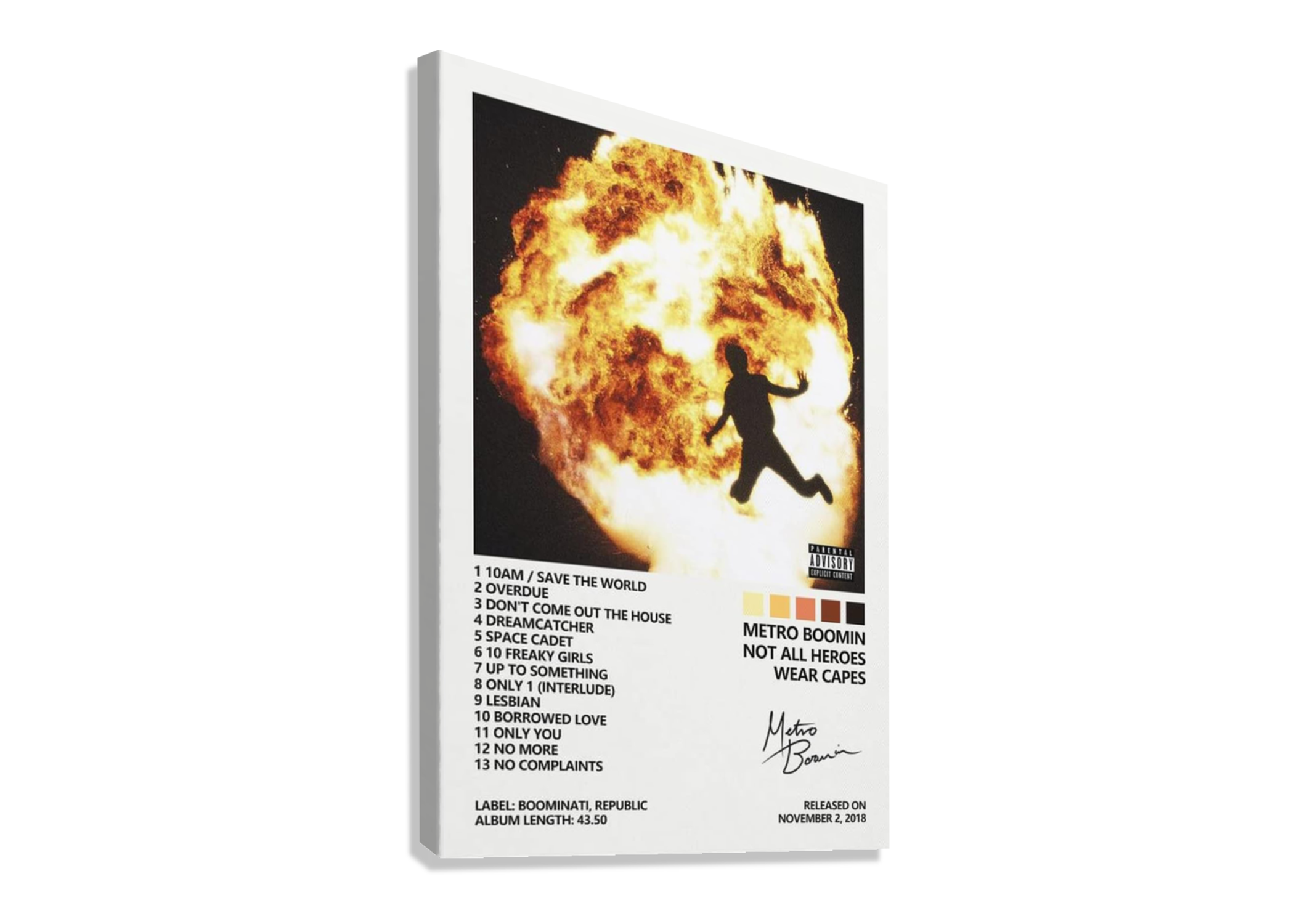 METRO BOOMIN " NOT ALL HEROES WEAR CAPES " CANVAS POSTER