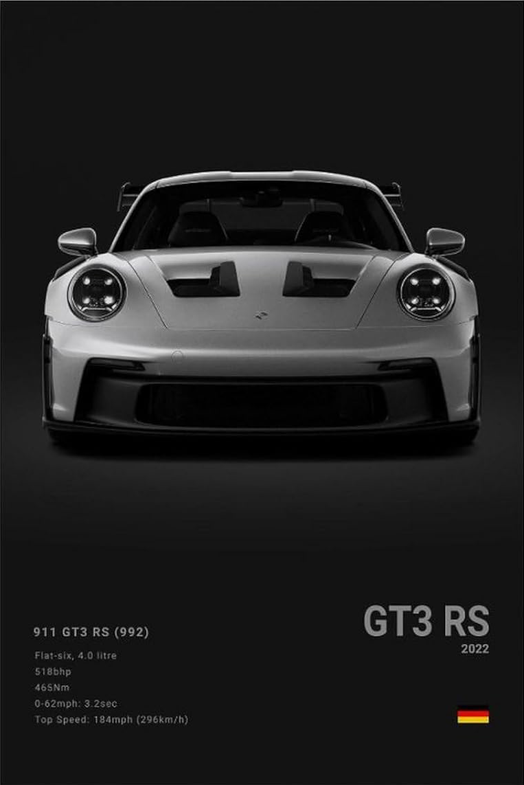 PORCHE GT3 RS BLACK CANVAS POSTER