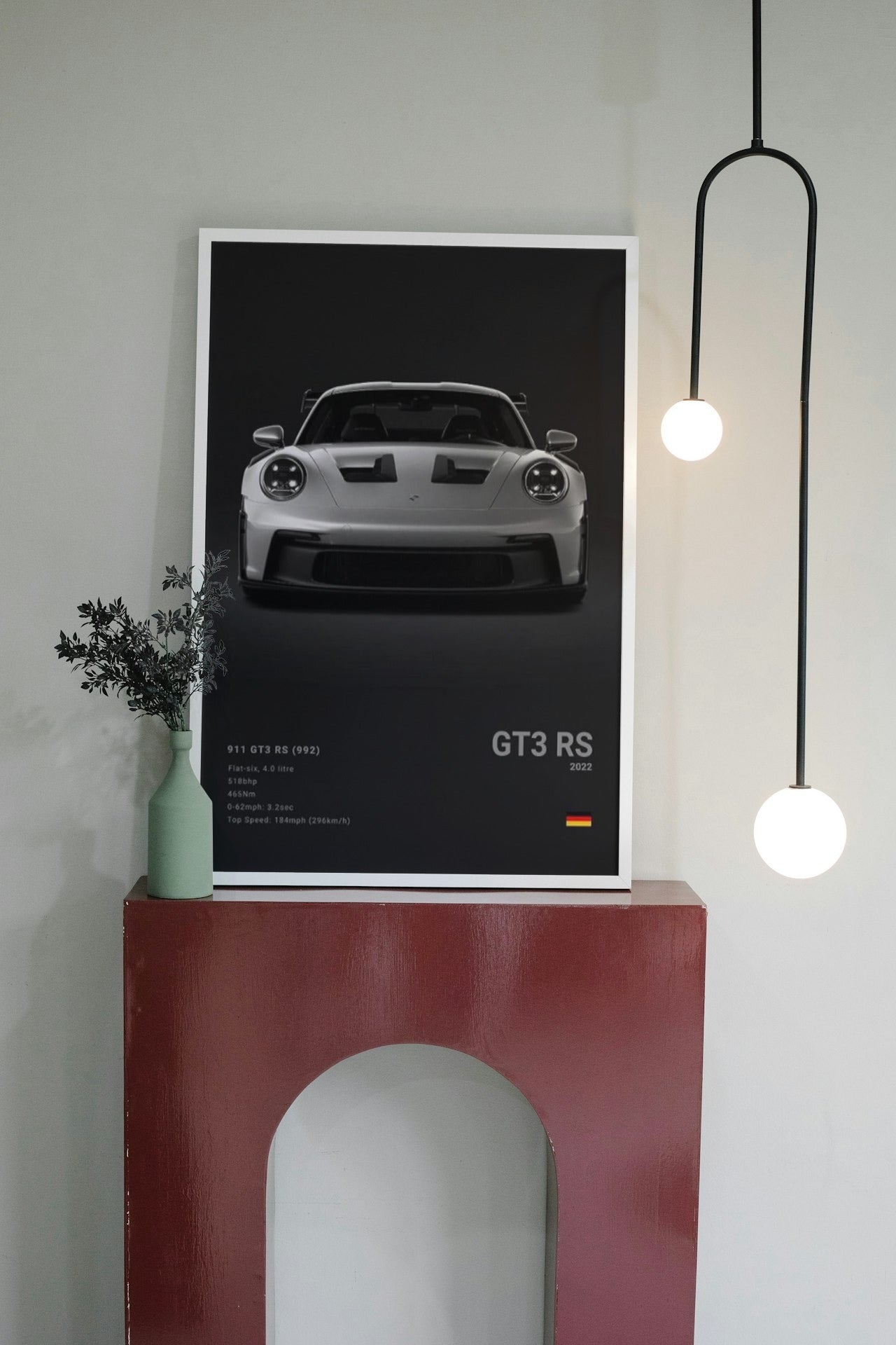 PORCHE GT3 RS BLACK CANVAS POSTER